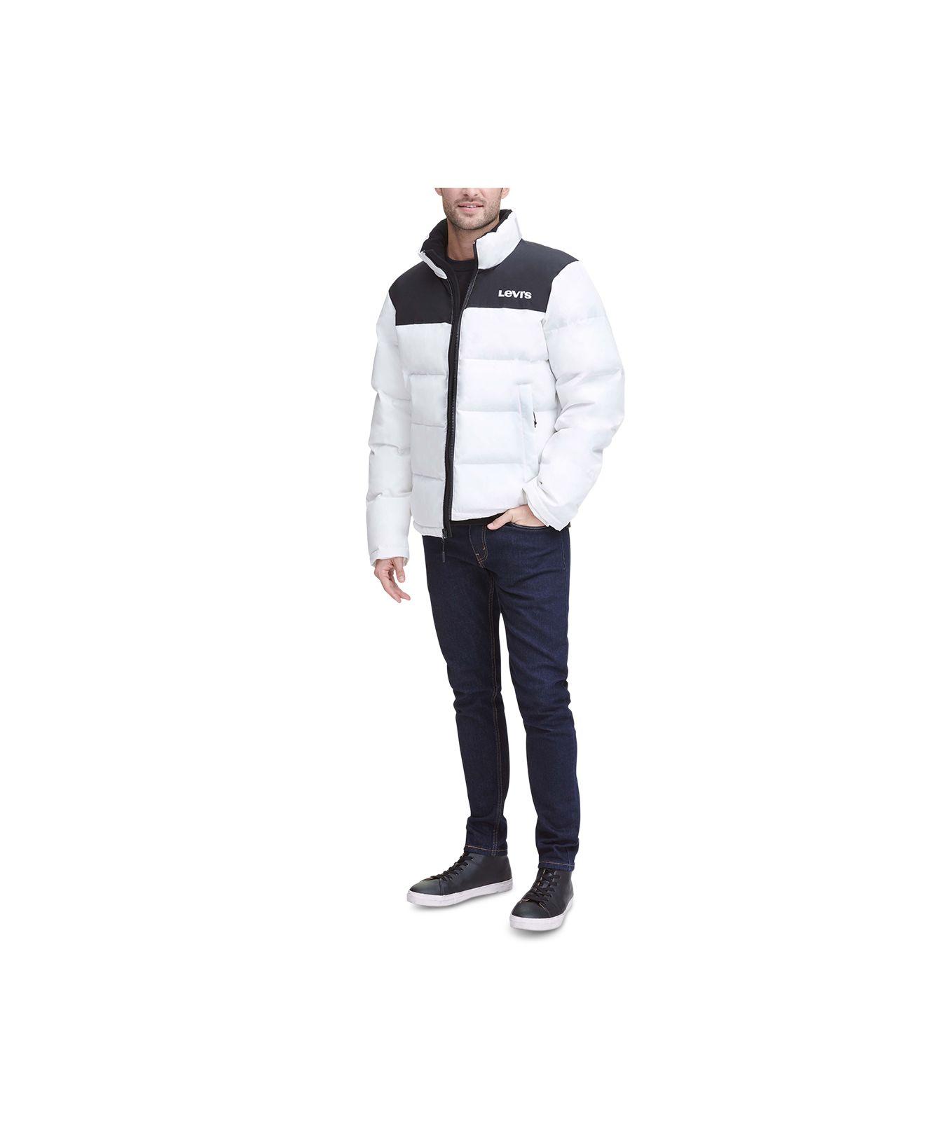 levi's color block puffer shirt jacket