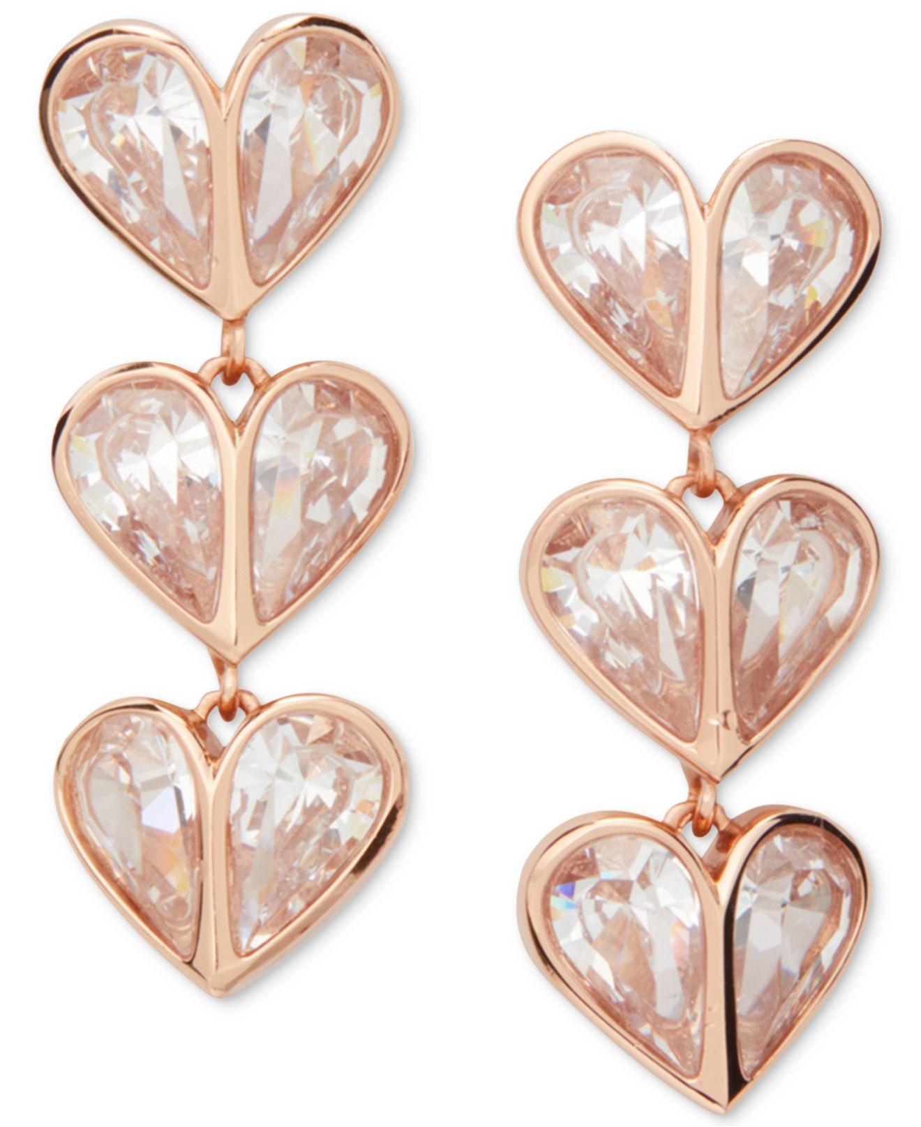 Kate Spade Crystal Heart Linear Drop Earrings Lyst
