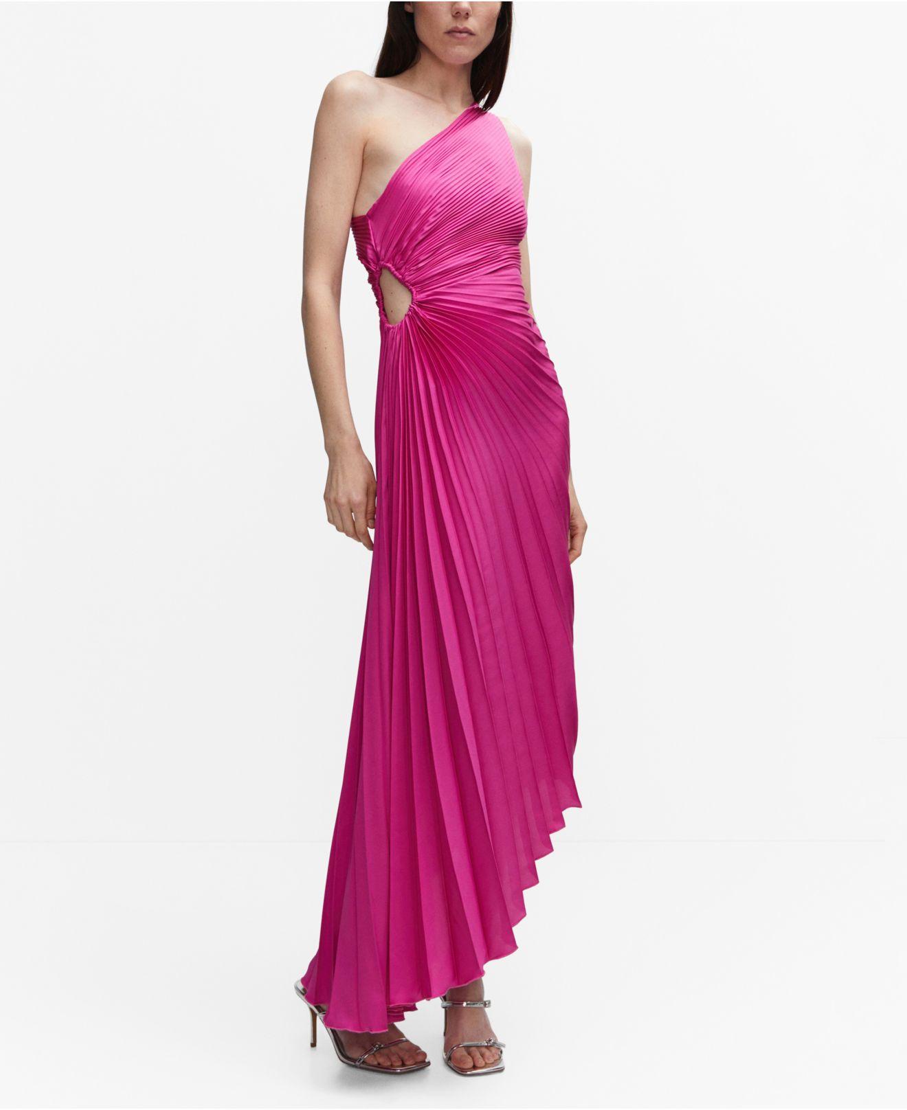 Mango Asymmetrical Pleated Dress in Pink | Lyst Canada