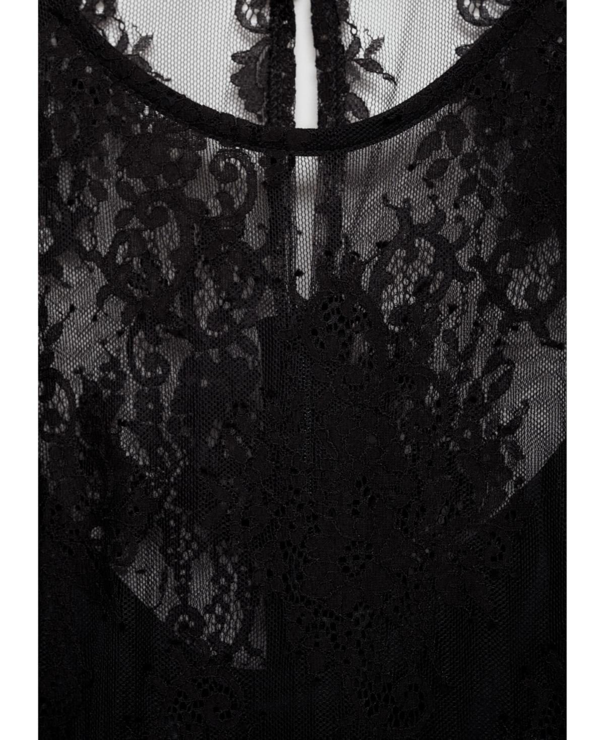 Mango Semi-transparent Lace Long Dress in Black | Lyst