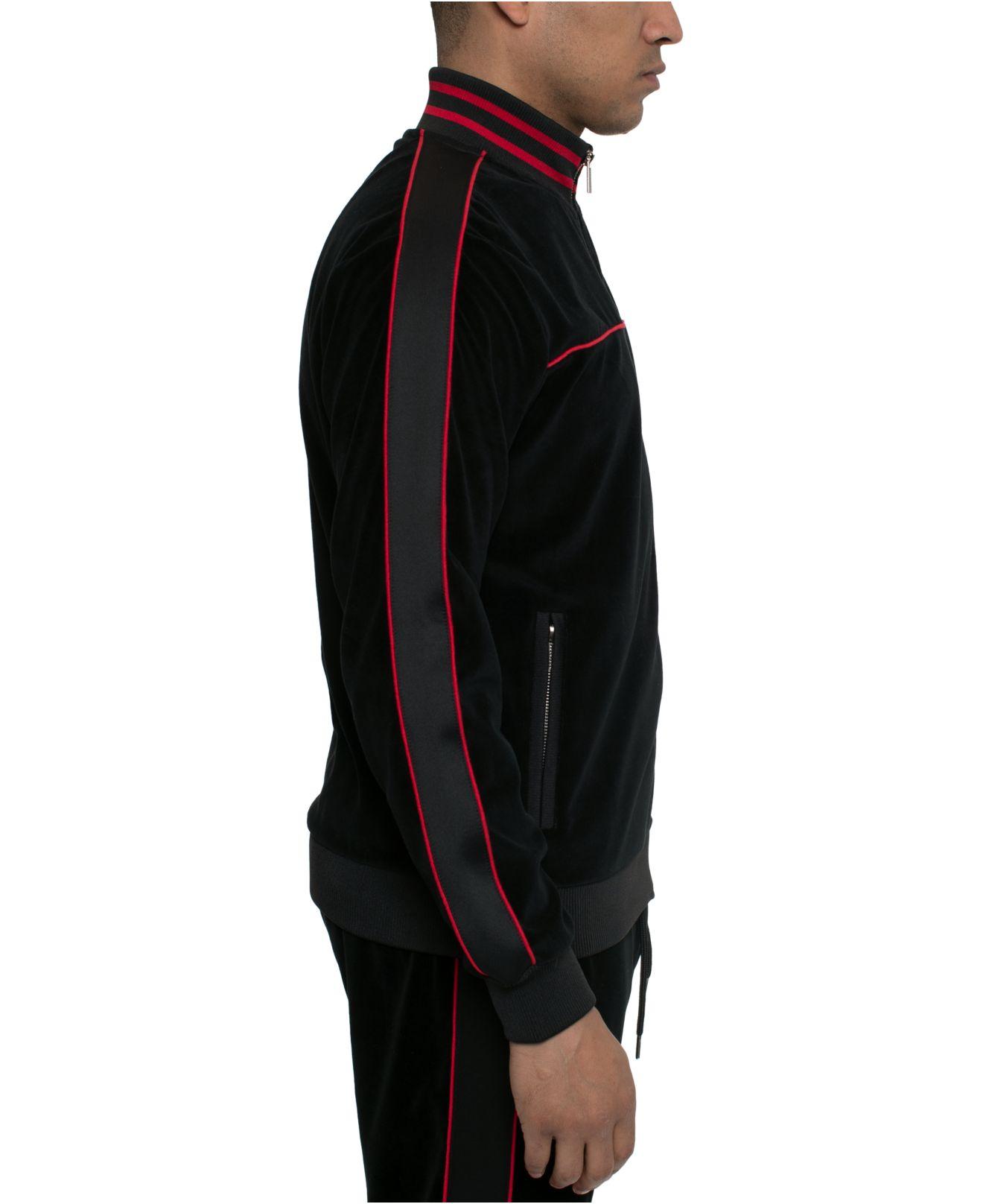 Sean John Cotton Velour Track Jacket in Black for Men - Lyst