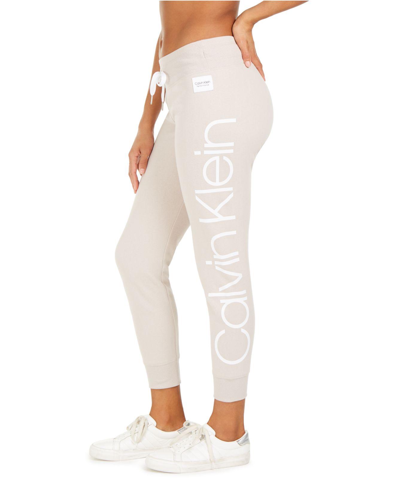 Calvin Klein Performance Stretch Leggings Womens Medium Copped Black White  Logo - Helia Beer Co