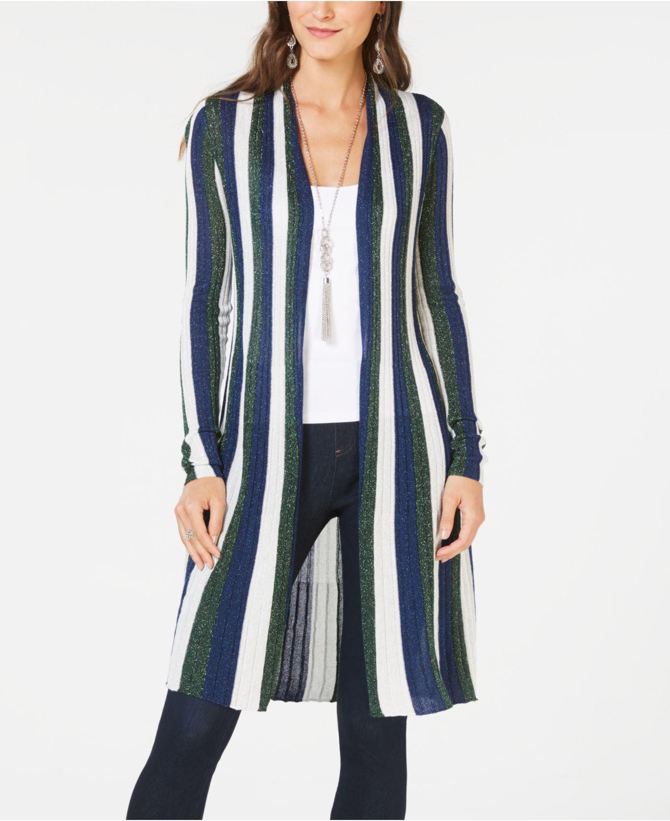 striped duster cardigan