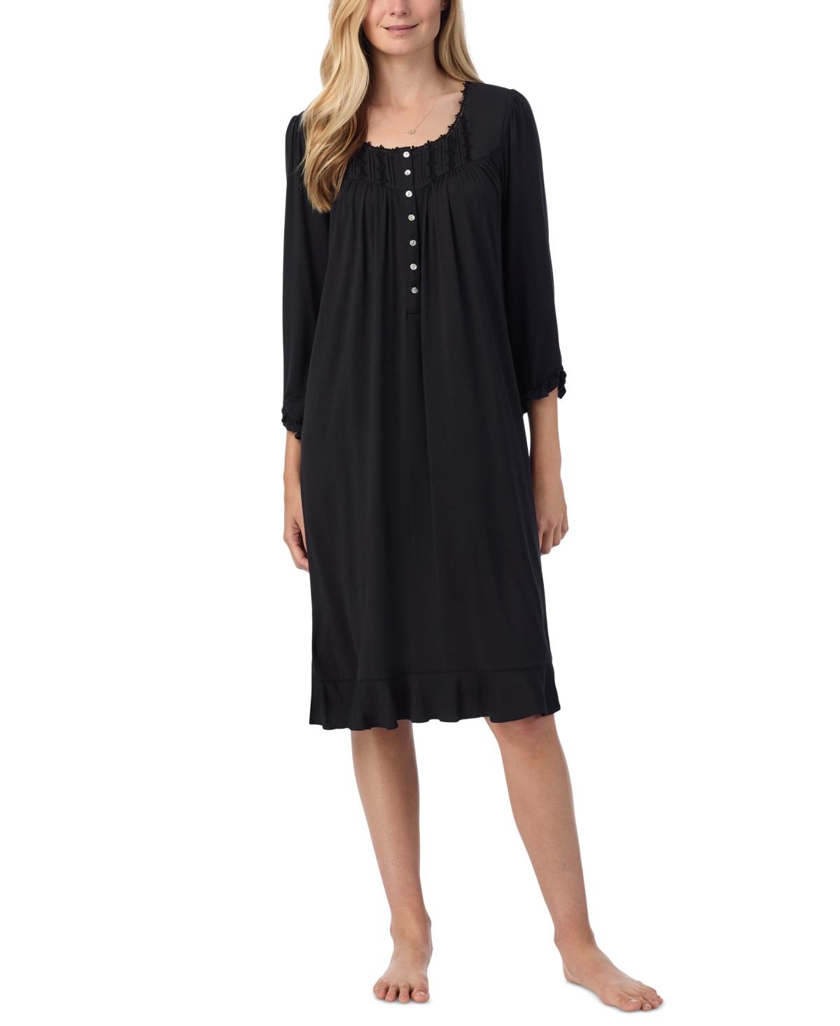 Eileen West Ruffled Lace trim Waltz Nightgown in Black Lyst