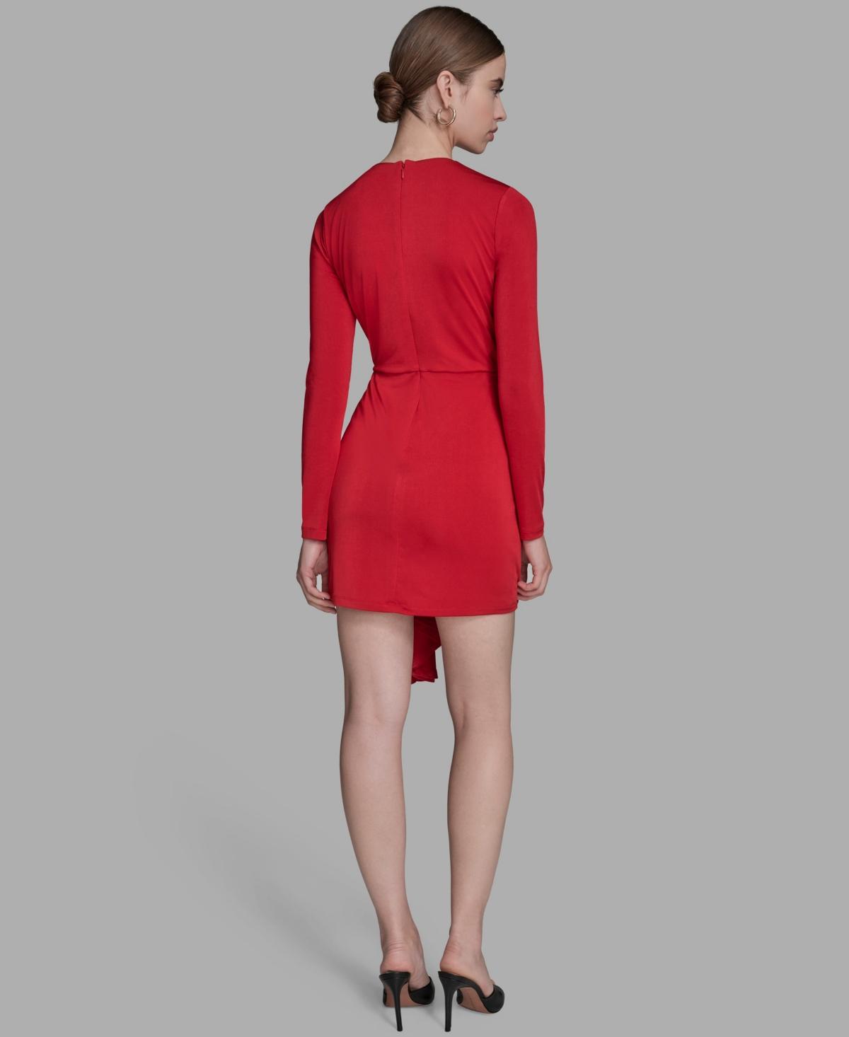 BCBGMAXAZRIA Side Knot Long Sleeves Sheath Dress in Red | Lyst