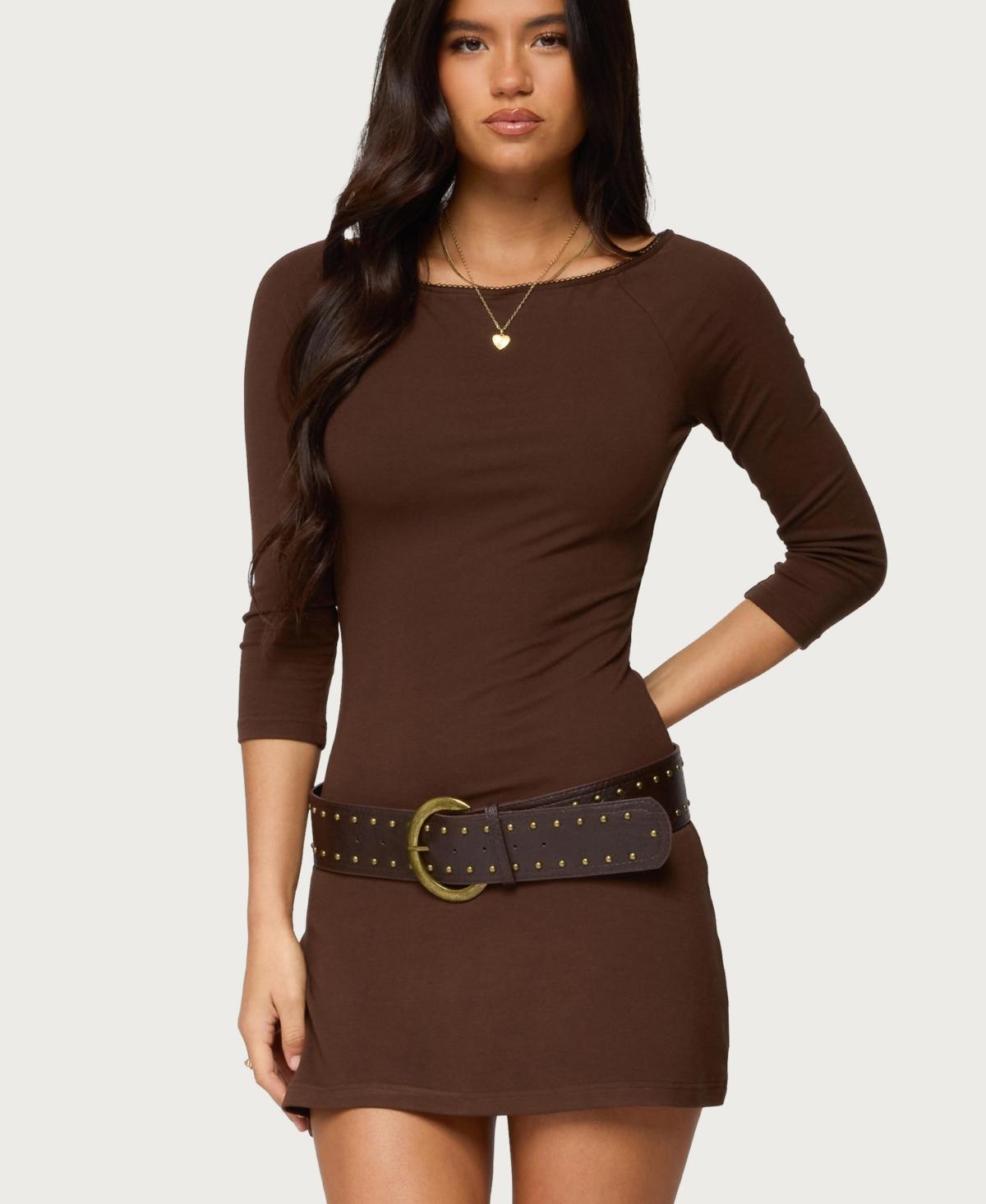 edikted brown dress Brown Tiered Rosalind Midi Dress main image 0