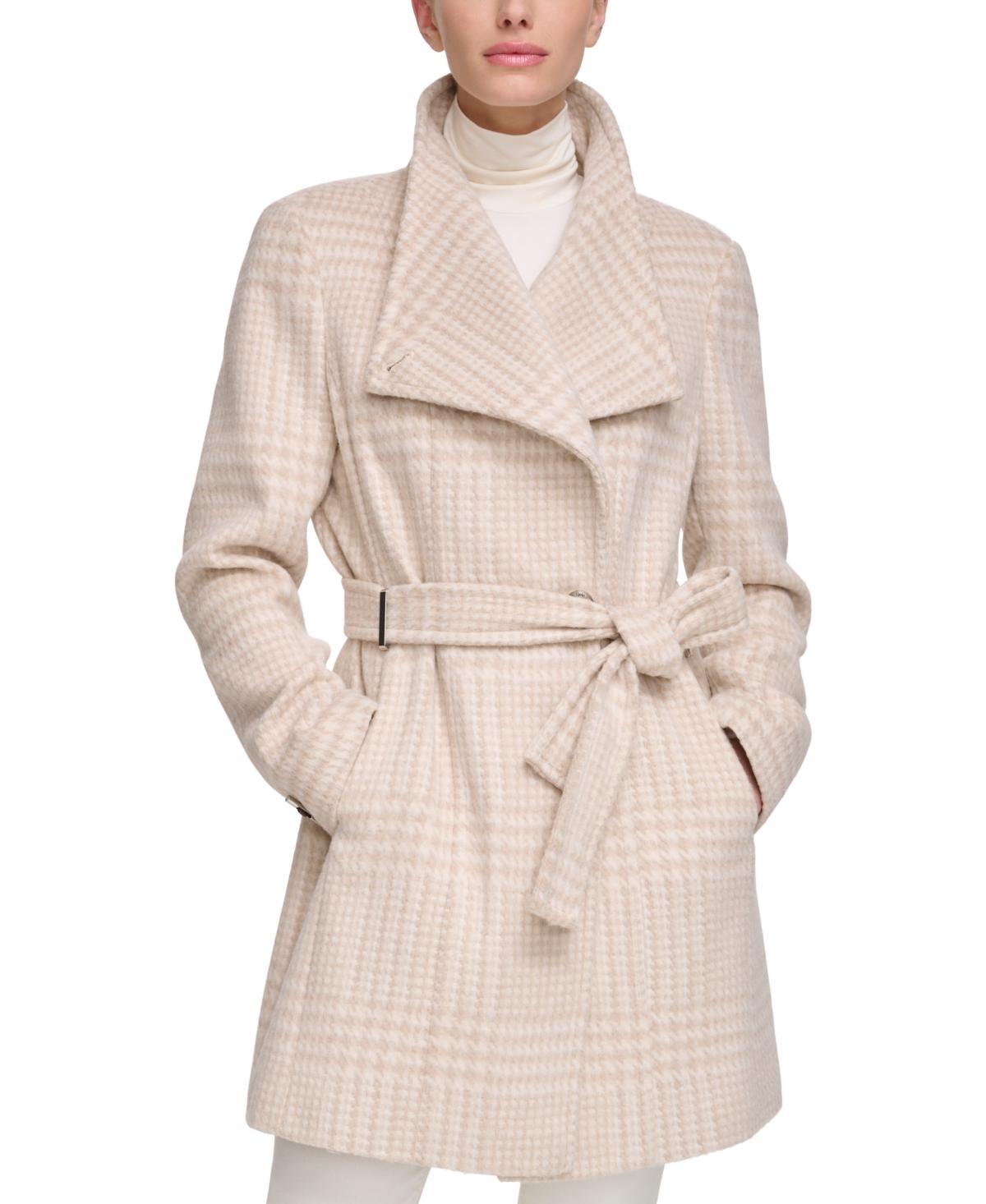 Calvin Klein Asymmetrical Belted Wrap Coat, Created For Macy's in Natural |  Lyst