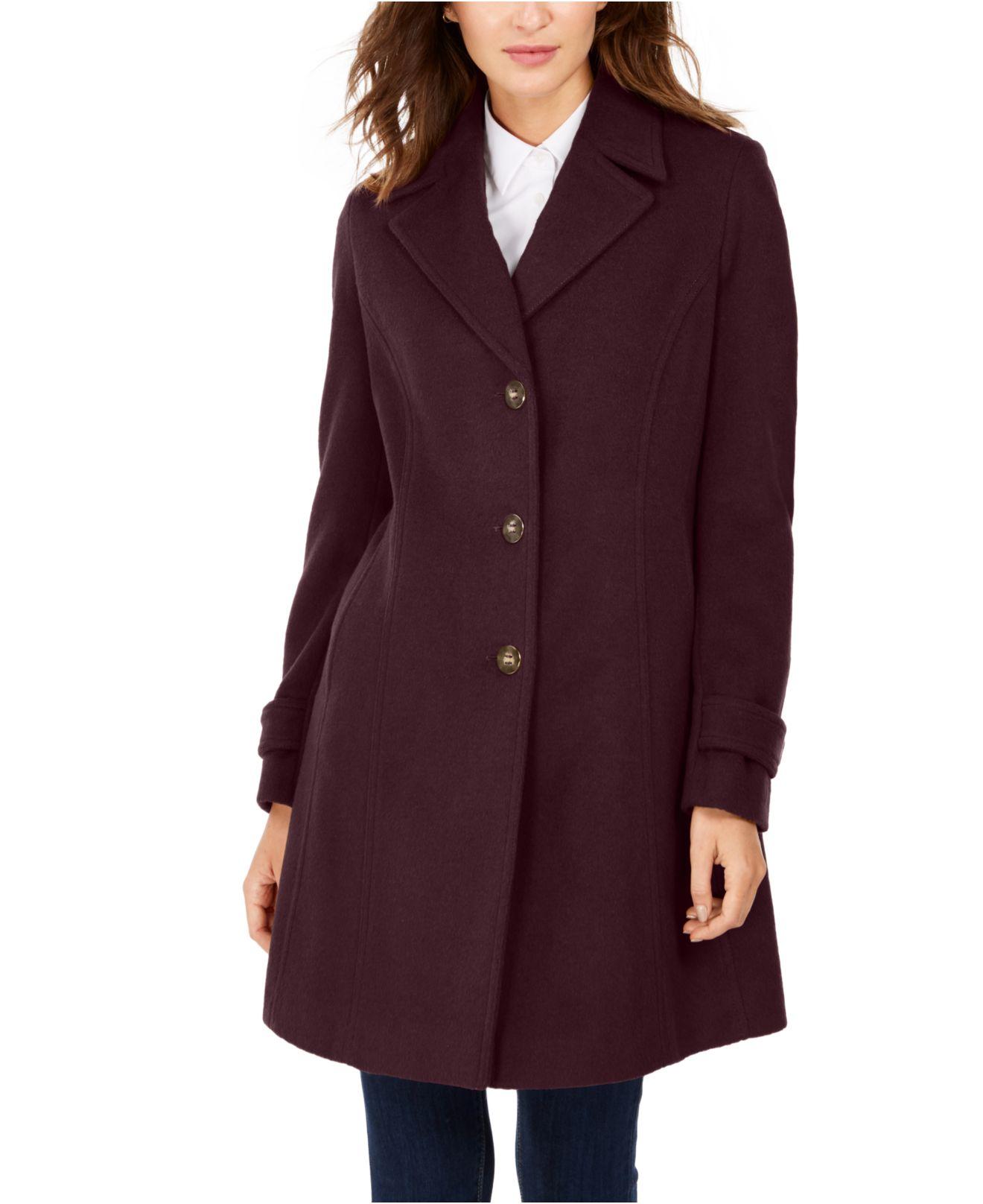 Calvin Klein Wool Single-breasted Walker Coat in Bordeaux (Purple) - Lyst