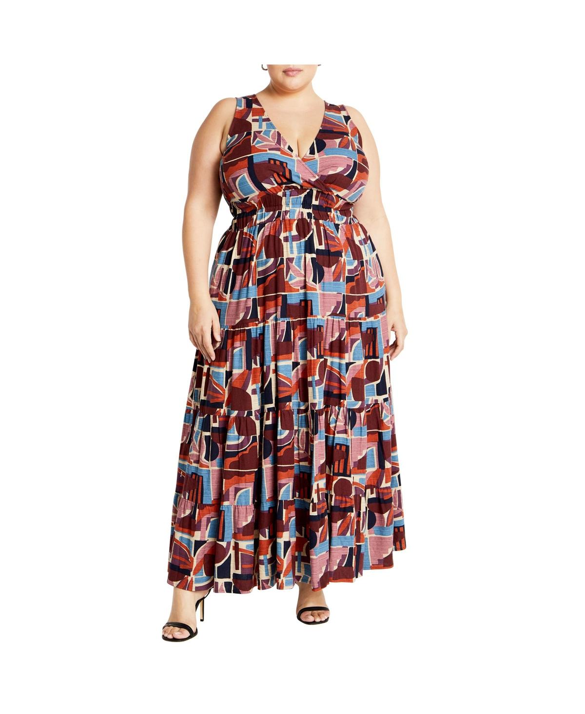 City Chic Plus Size Amara Print Maxi Dress in Red Lyst