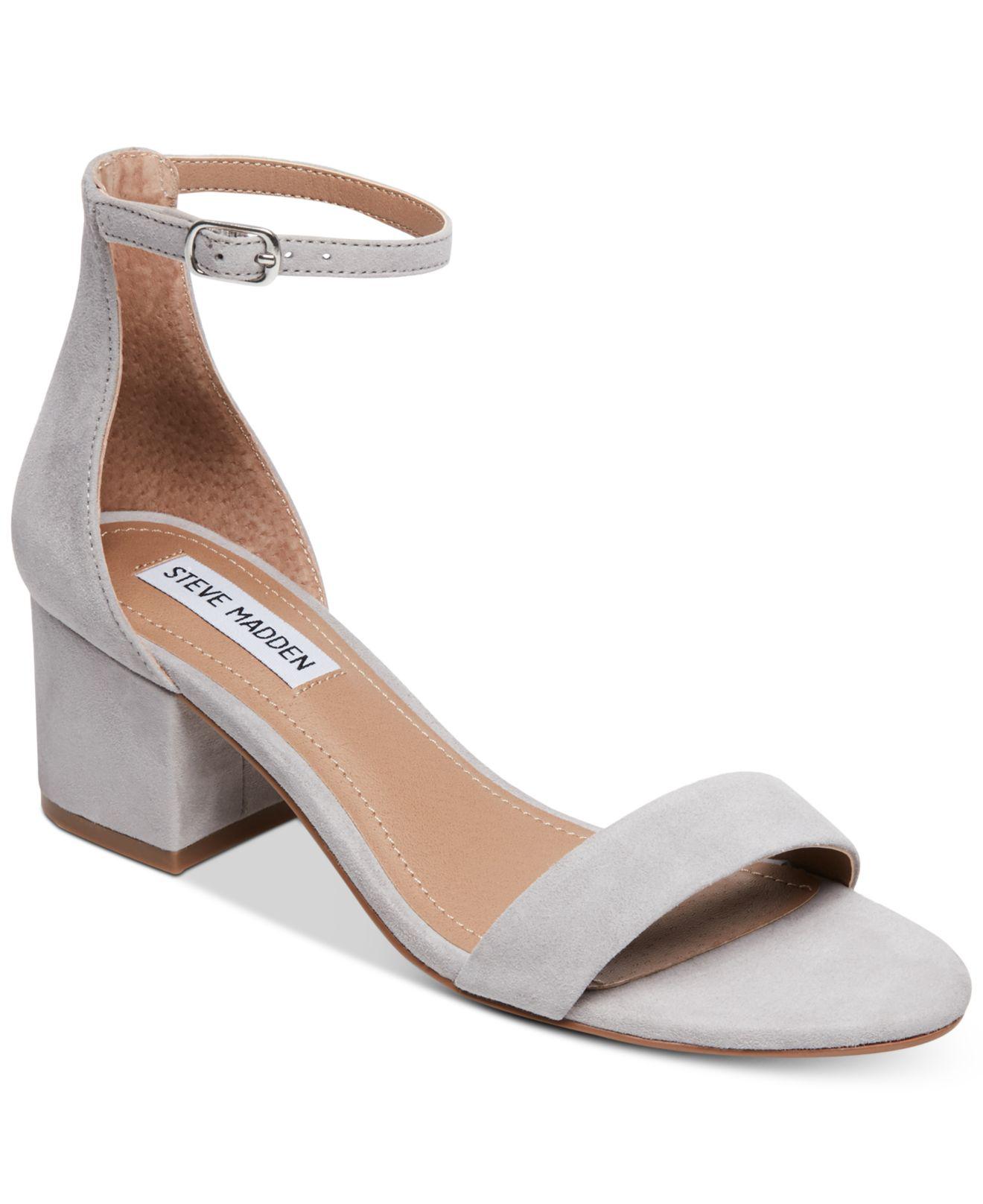 reparar bendición Pence Steve Madden Irenee Two-piece Block-heel Sandals in Gray | Lyst