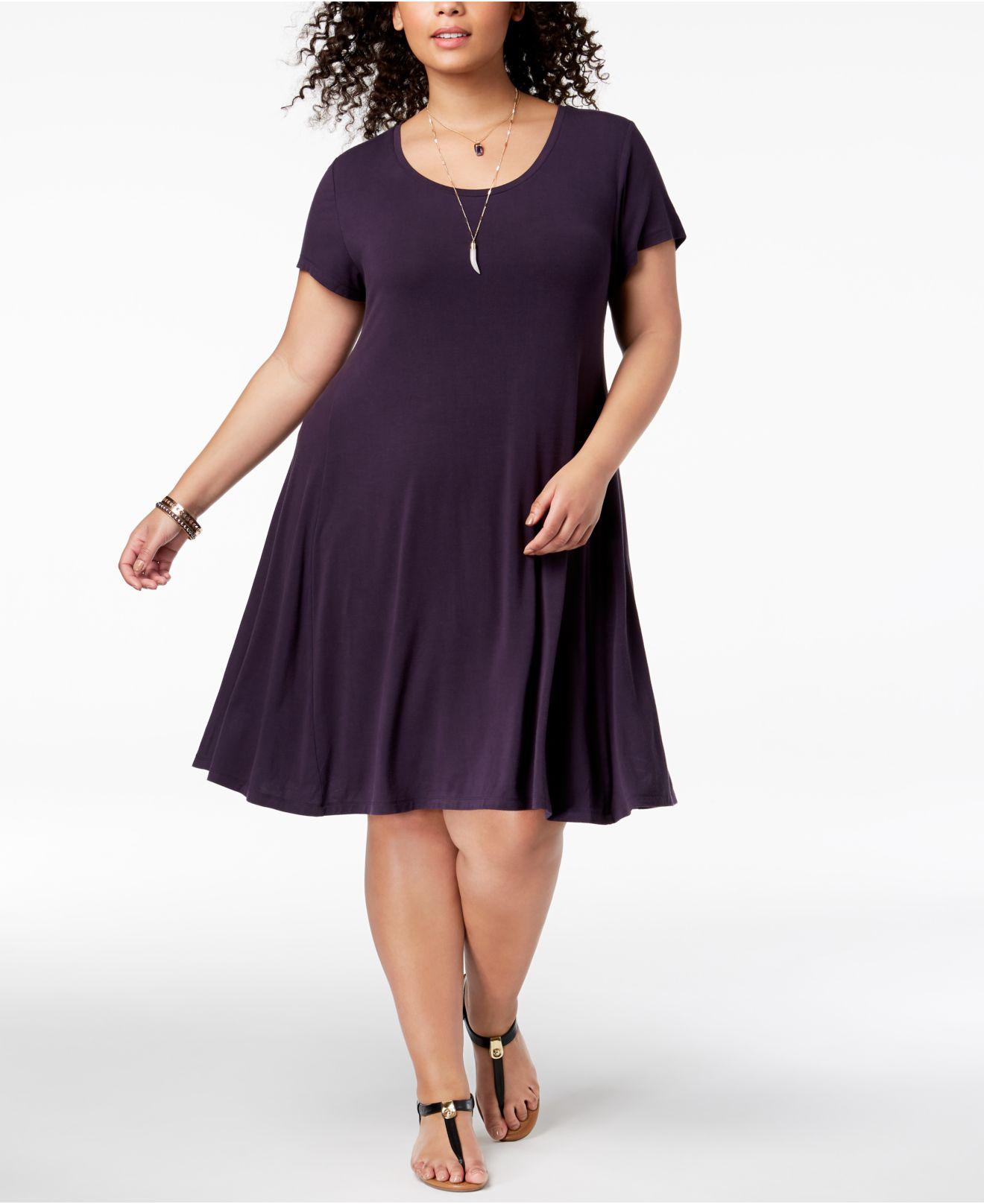 Style & Co. Synthetic Plus Size Shortsleeve Swing Dress, Created For