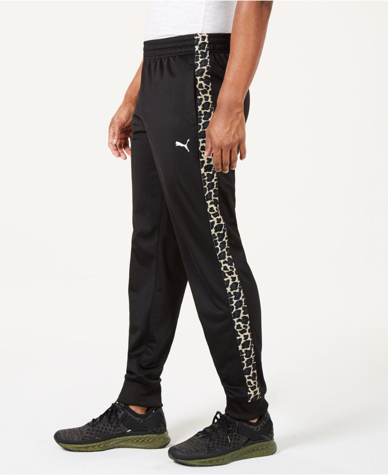 PUMA Cheetah-stripe Track Pants in Black for Men