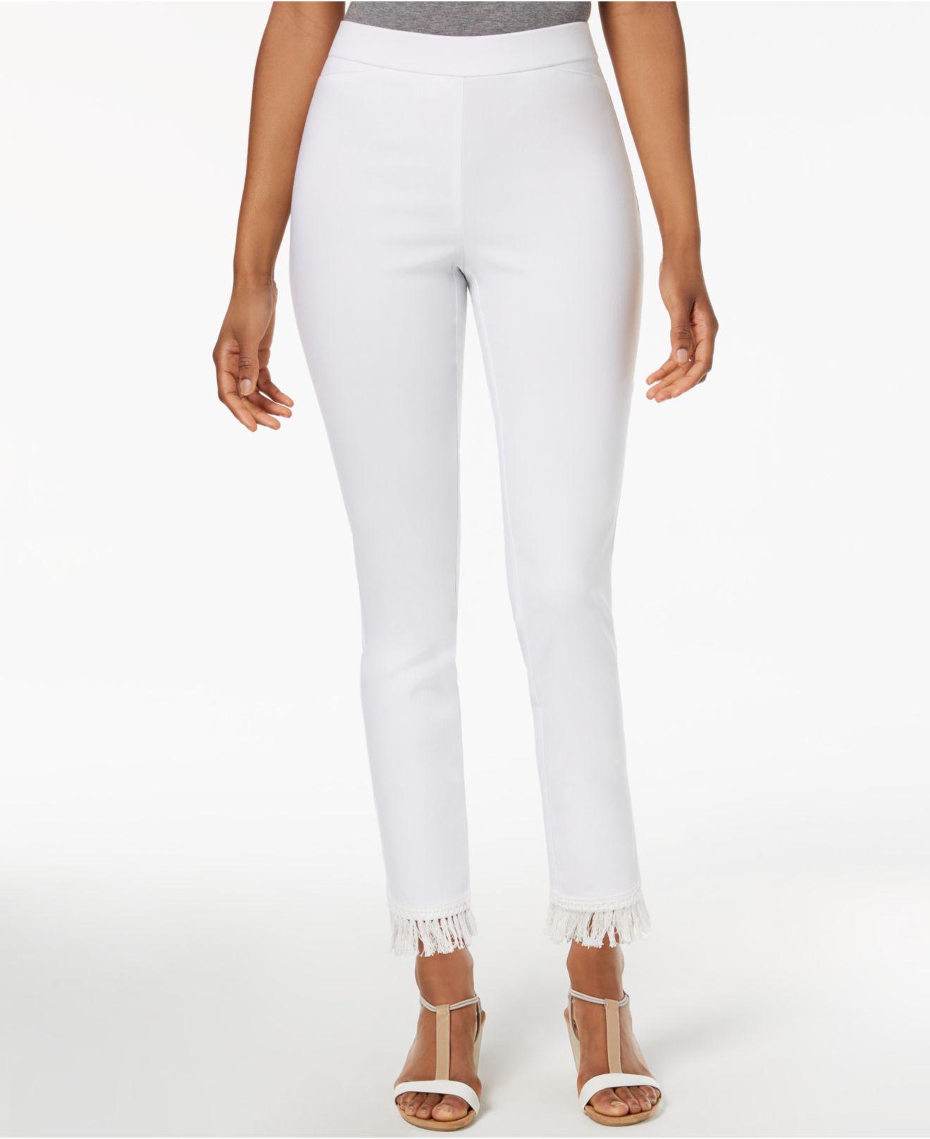 Style & Co. Synthetic Fringe-hem Pull-on Pants, Created For Macy's in ...