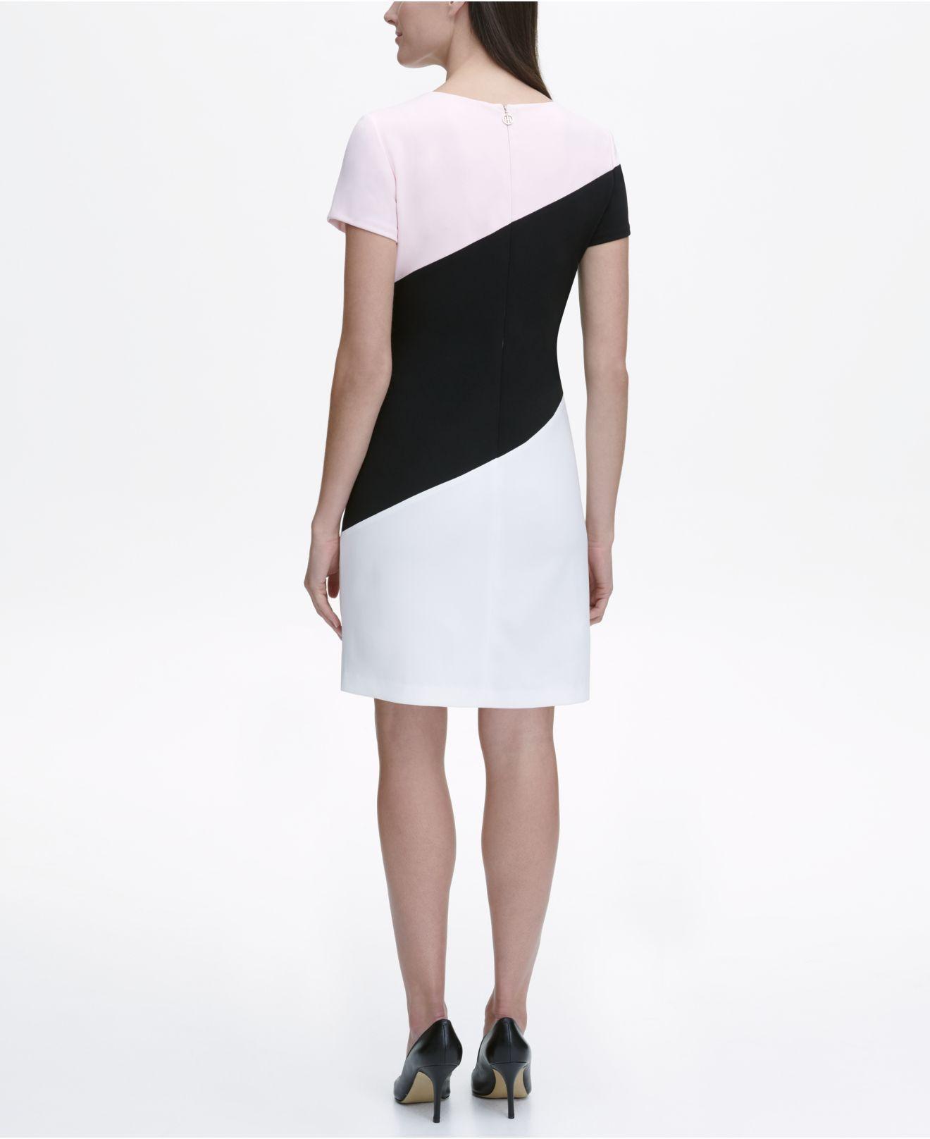 tommy hilfiger black dress with white collar