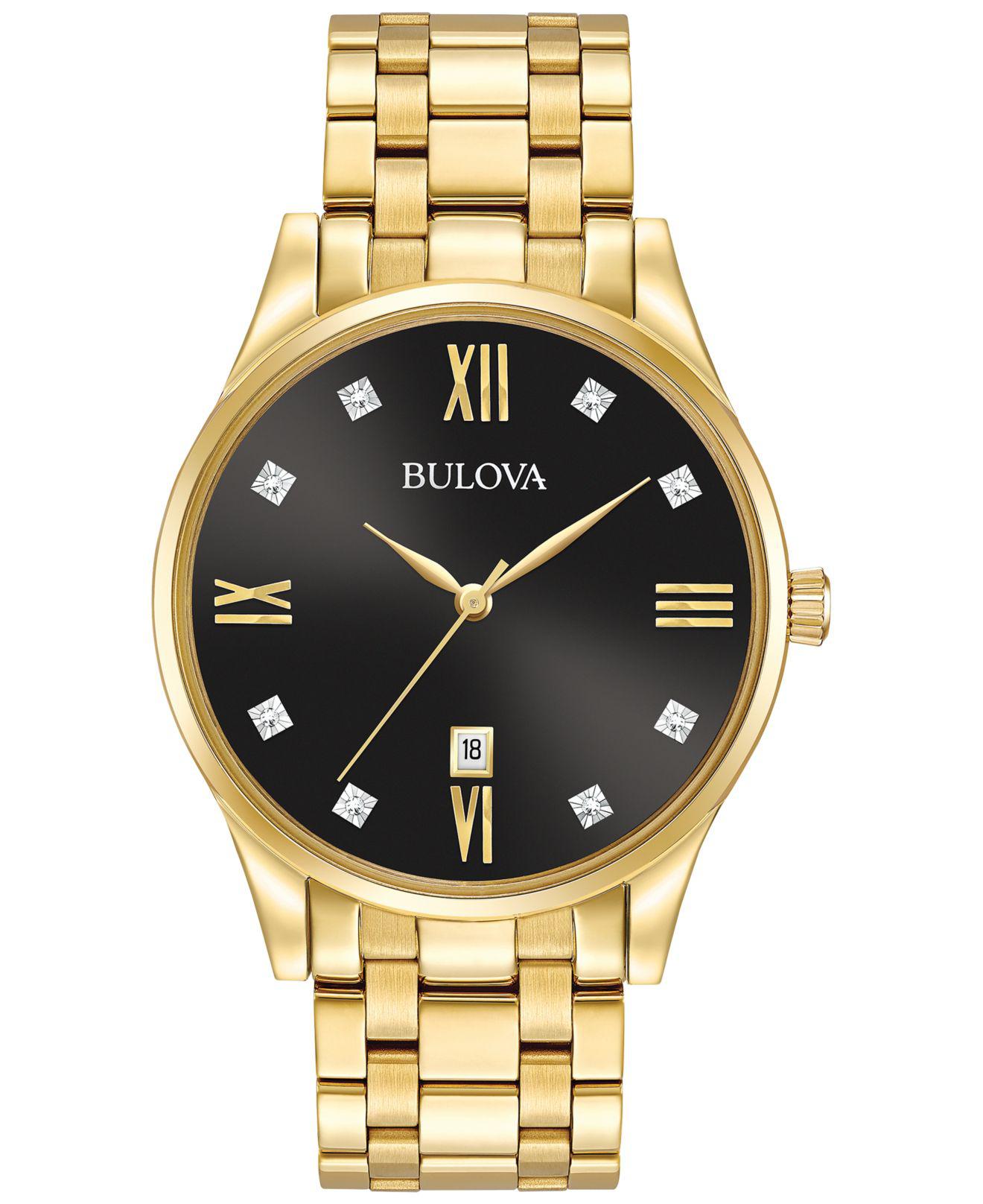 Bulova Men's Dress Diamond Accent Gold-tone Stainless Steel Bracelet