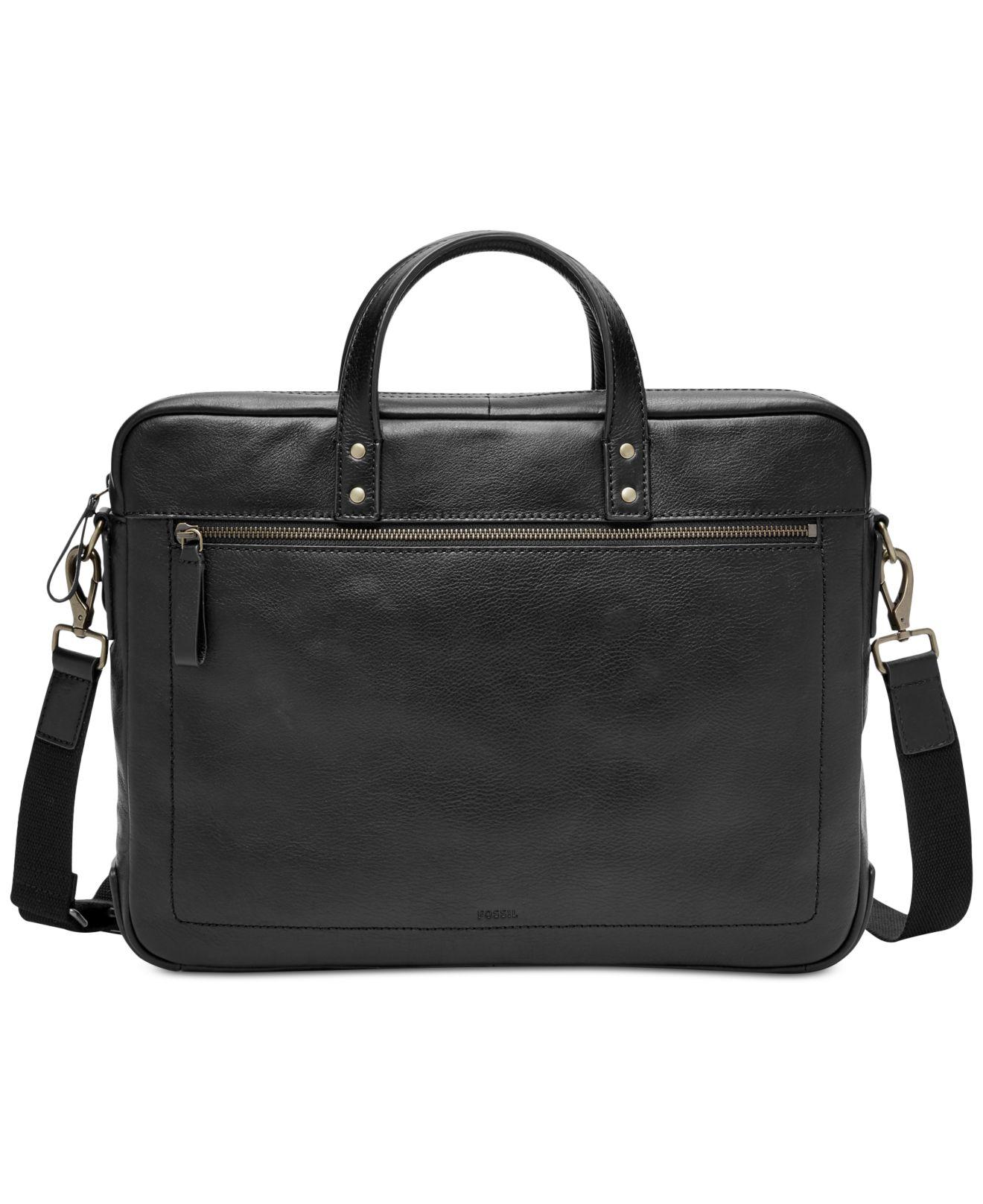 Fossil Men's Defender Leather Briefcase in Black for Men Lyst