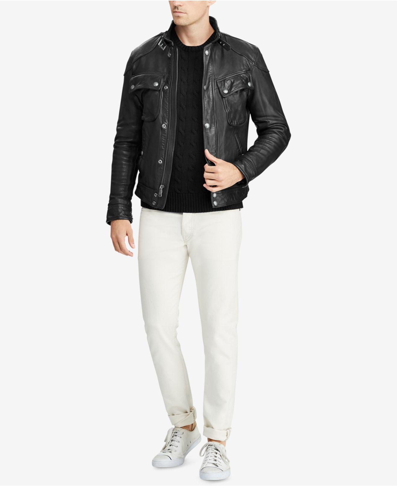 polo leather jacket black