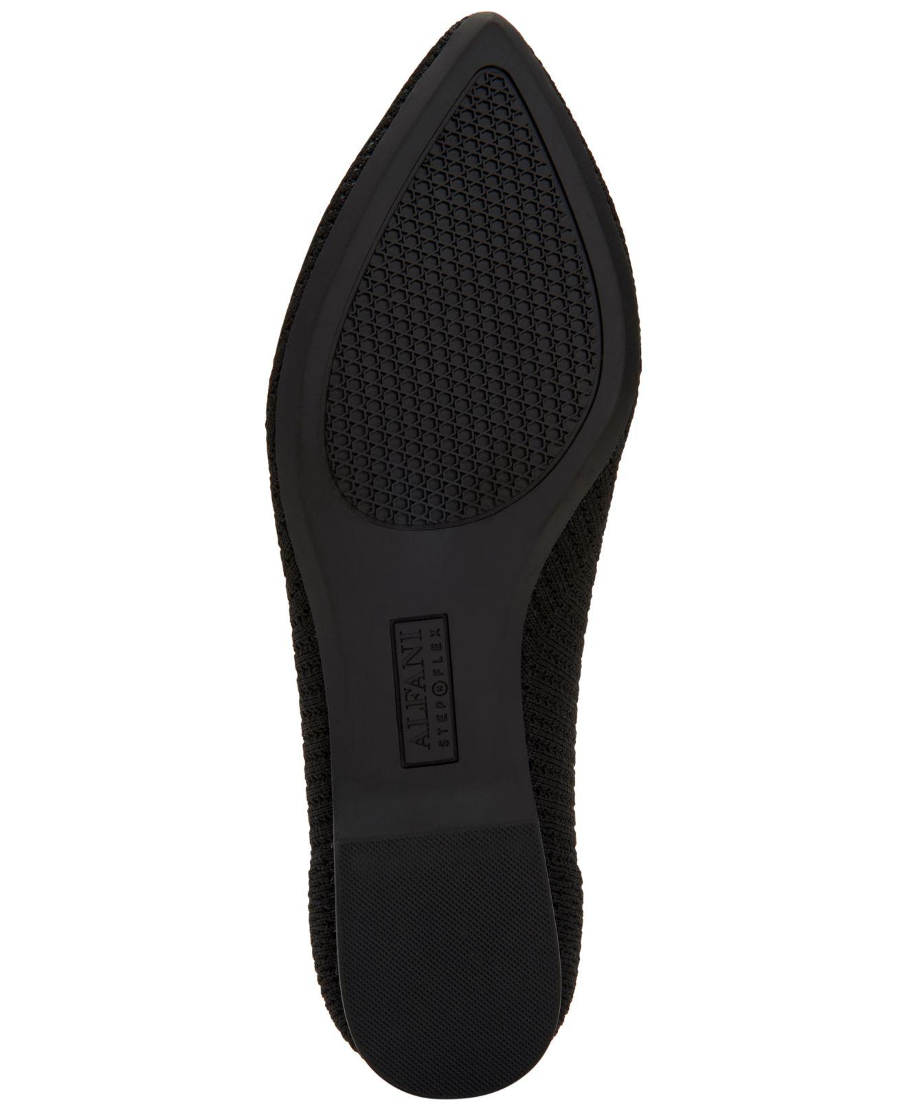 Alfani Step 'n Flex Poppyy Pointed Toe Knit Flats, Created For Macy's in  Black