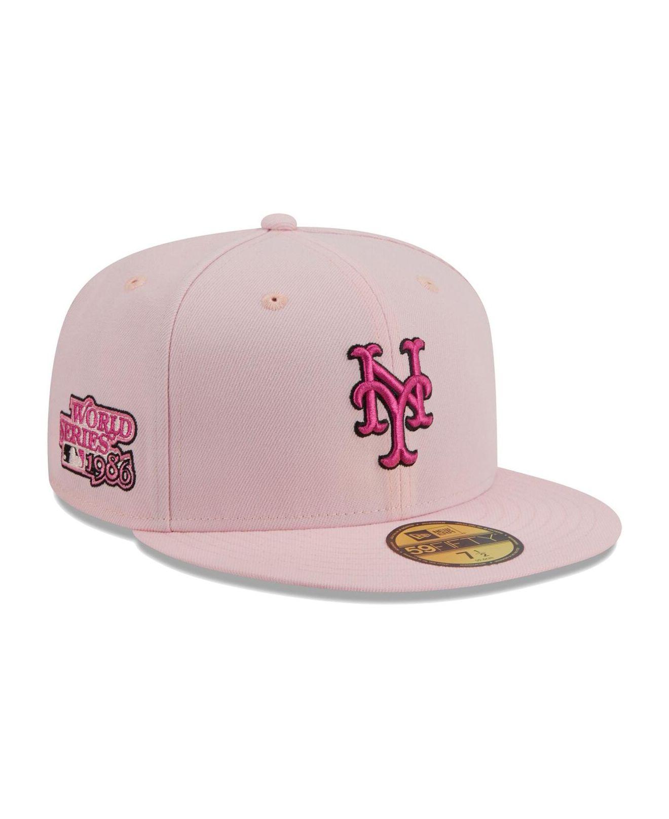 New York Mets New Era 1986 World Series Side Patch Peach Undervisor 59FIFTY  Fitted Hat - White/Gray