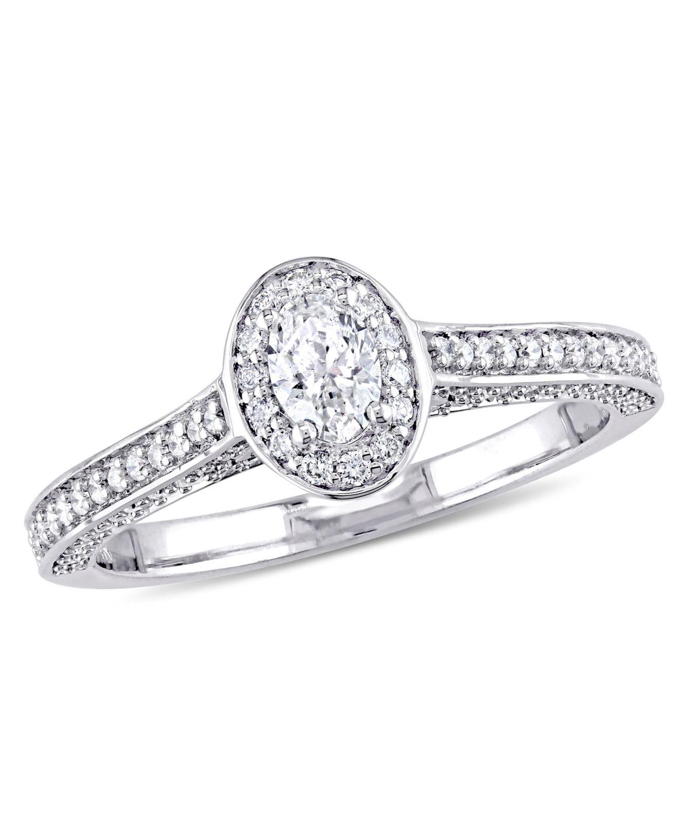 Lyst Macy's Certified Diamond Ovalshape Raised Halo Engagement Ring
