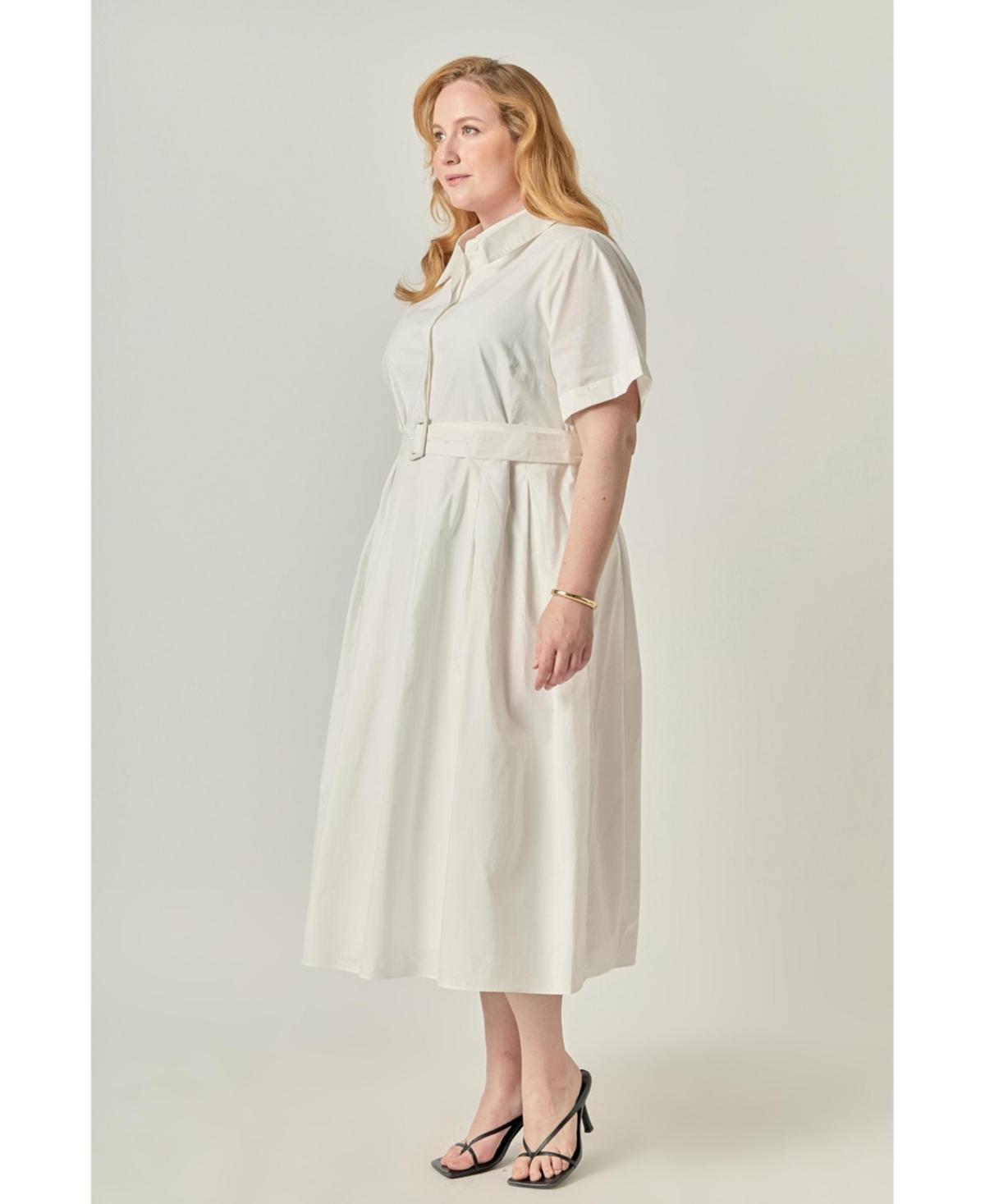 English Factory Plus Size Belted Midi Dress in White Lyst