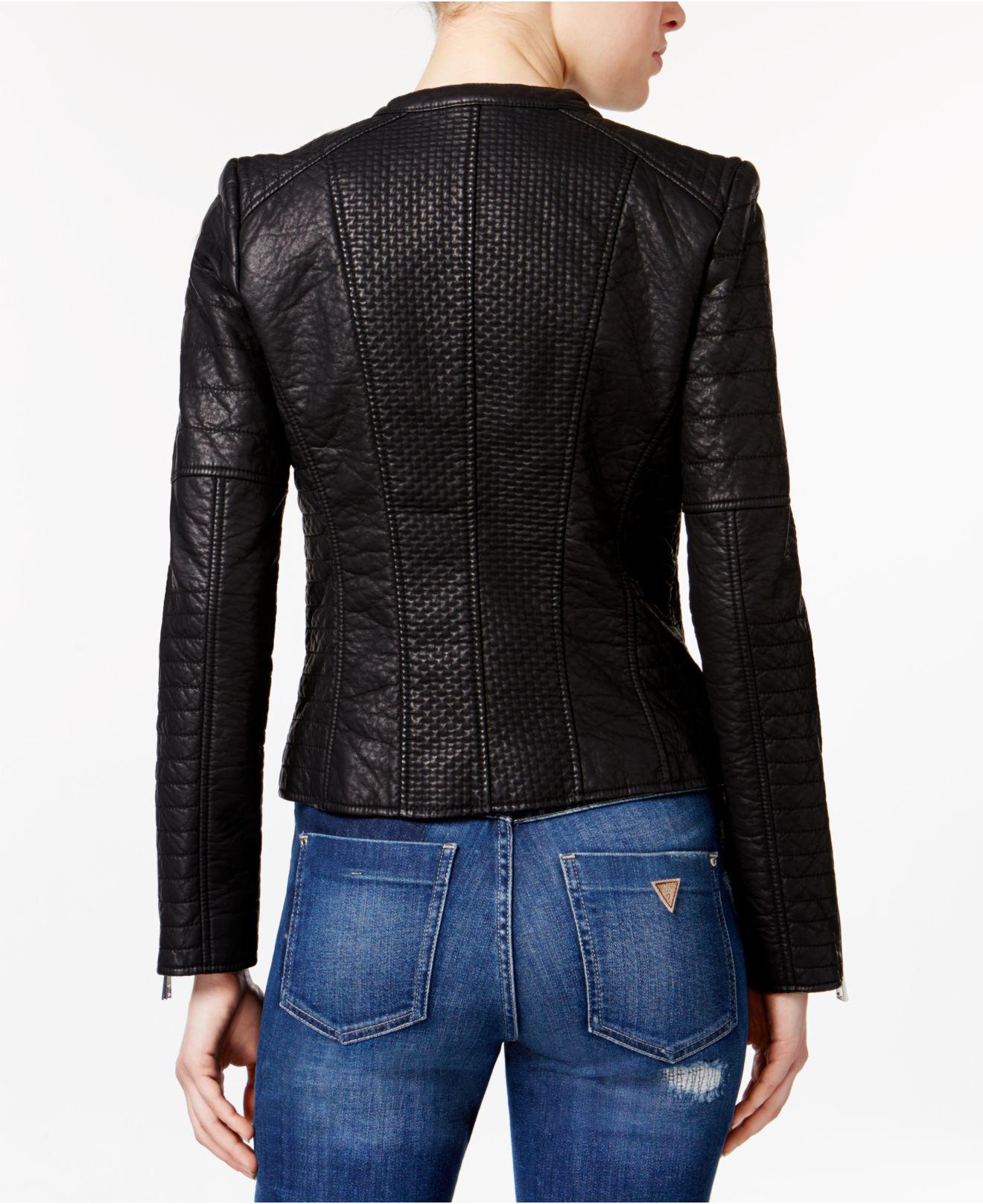 Macys Guess Black Leather Jacket Pictures