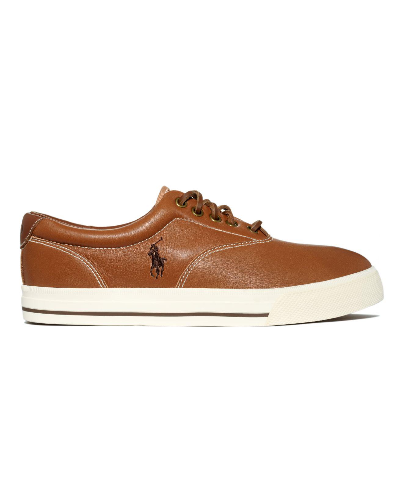 Polo Ralph Lauren Vaughn Leather Sneakers in Tan (Brown) for Men - Lyst