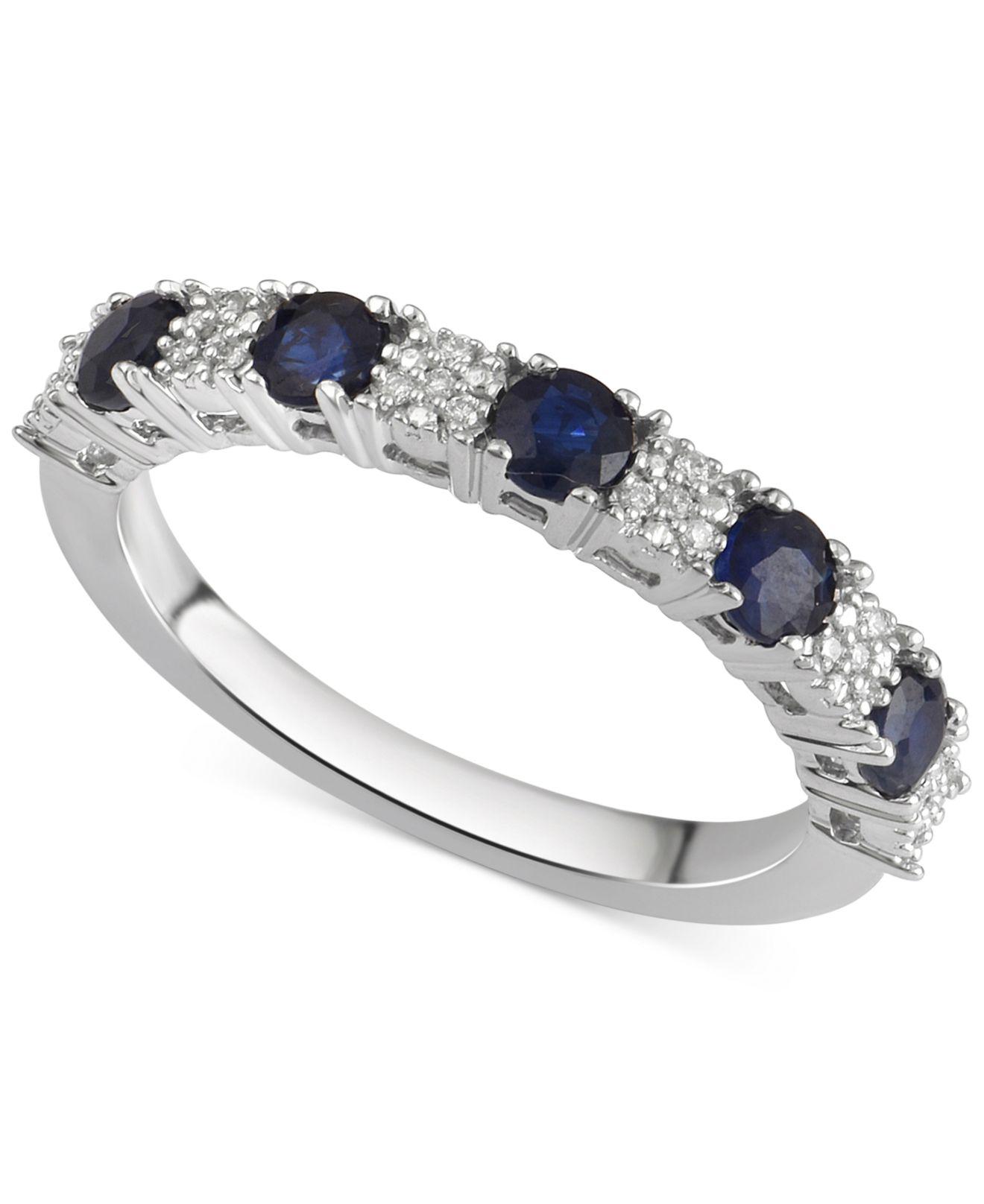 Macy's Sapphire (5/8 Ct. T.w.) & Diamond Accent Ring In 14k White Gold