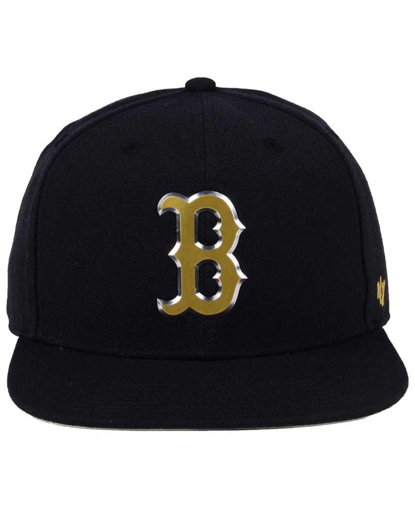 black and gold red sox hat