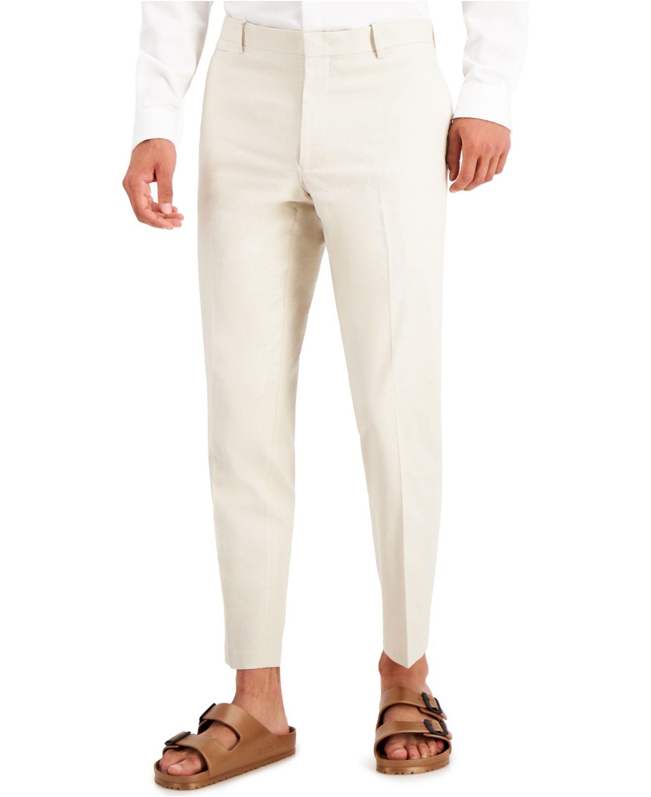 Slim-fit Linen Blend Suit Pants 