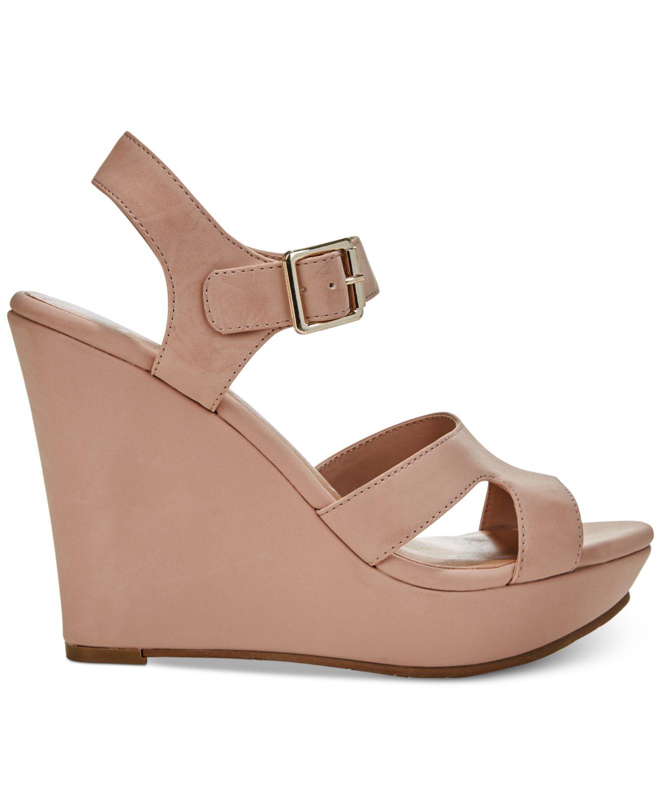 nude wedges macys