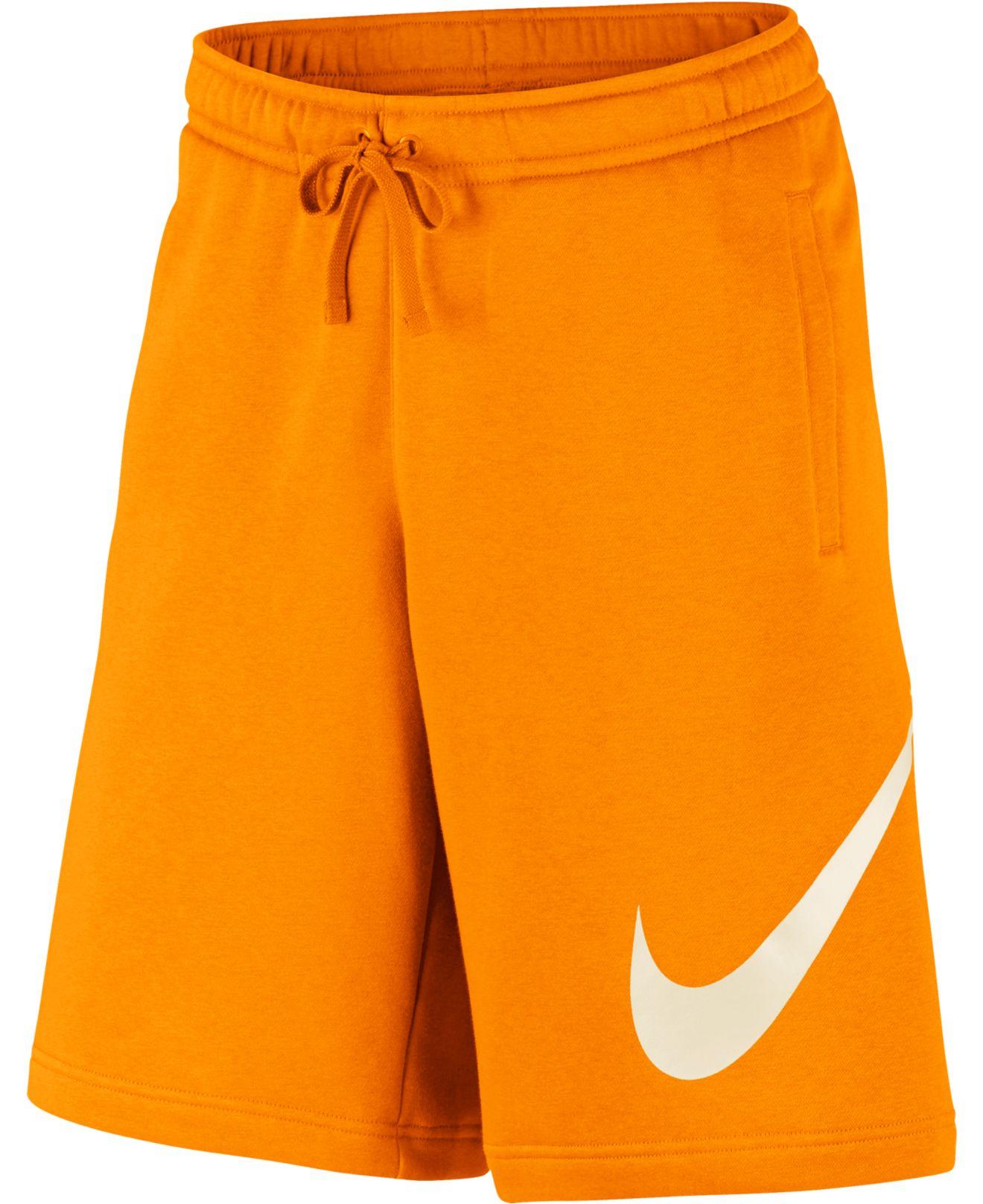 nike fleece shorts orange
