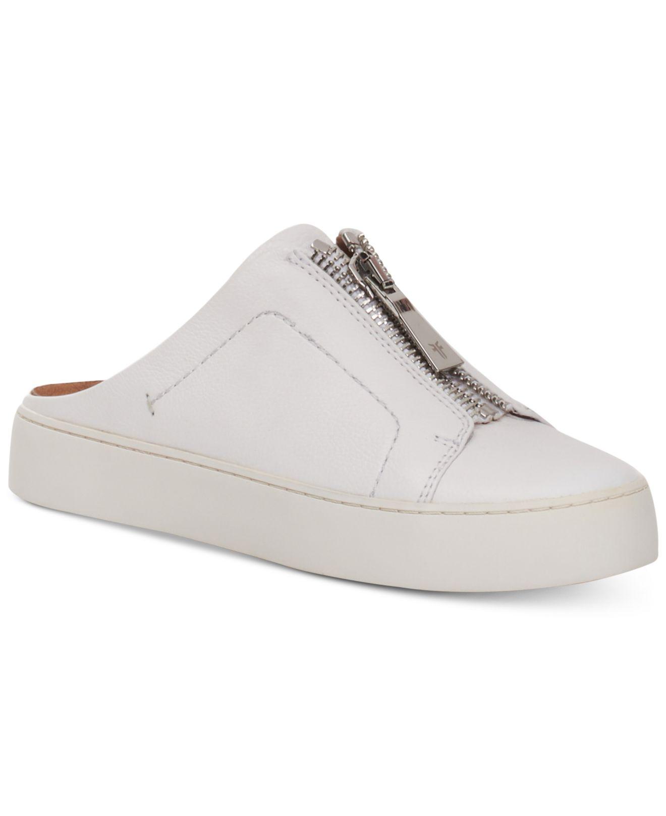 Frye Lena Zip Mules in White Lyst