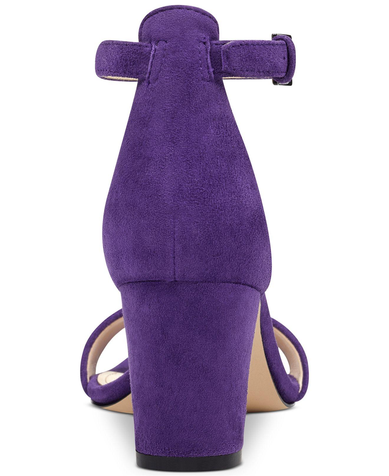 Nine West Suede Pruce Block Heel Sandal in Dark Purple (Purple) - Lyst
