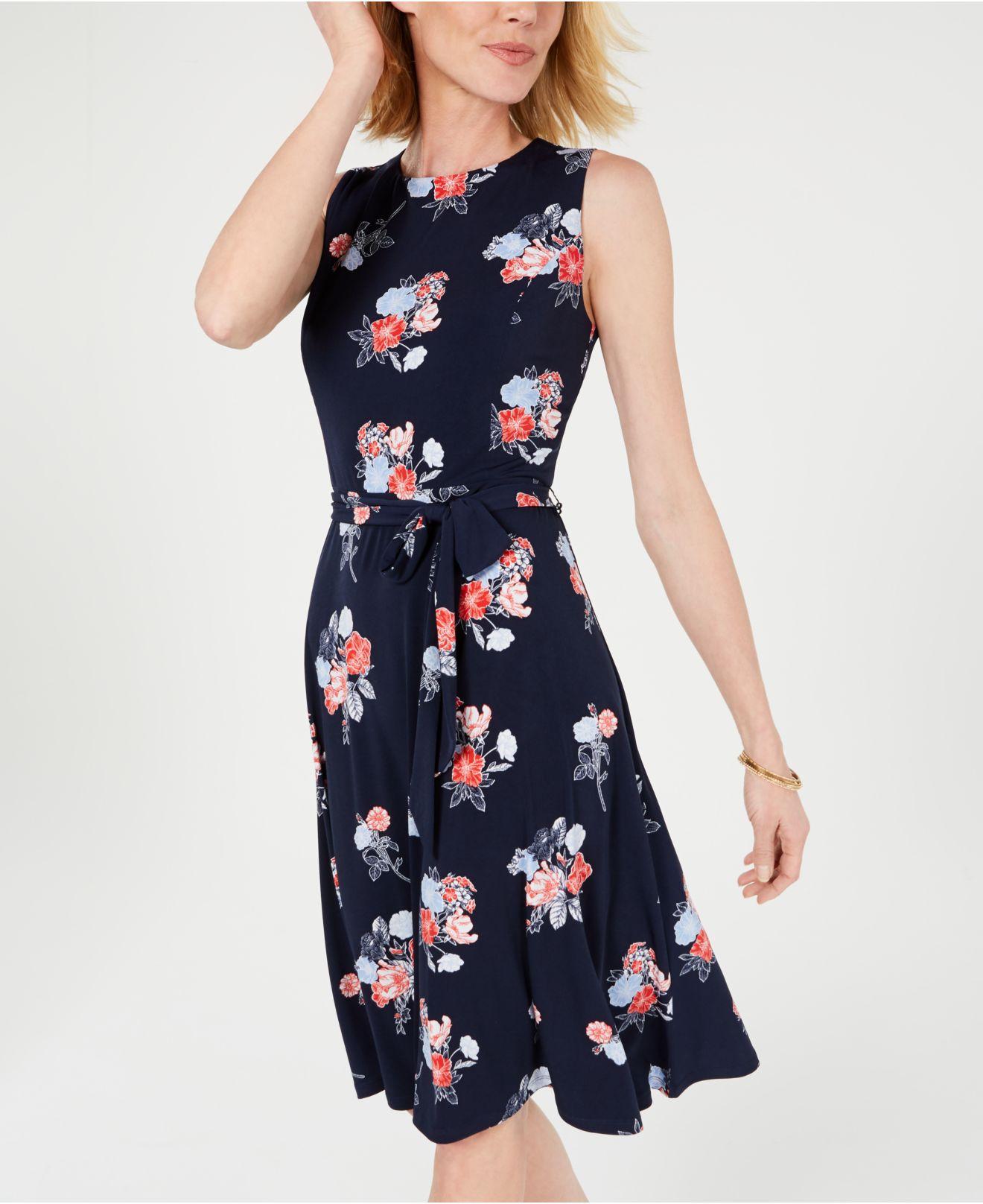 Charter Club Synthetic Petite Floral-print Midi Dress, Created For Macy ...