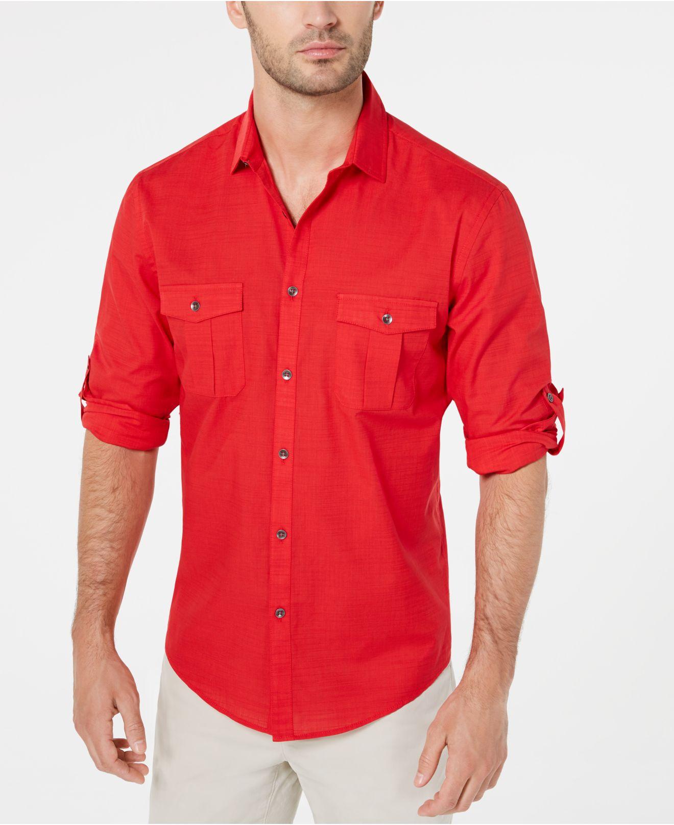 Alfani Warren Long Sleeve Shirt, Created For Macy's in Red for Men Lyst