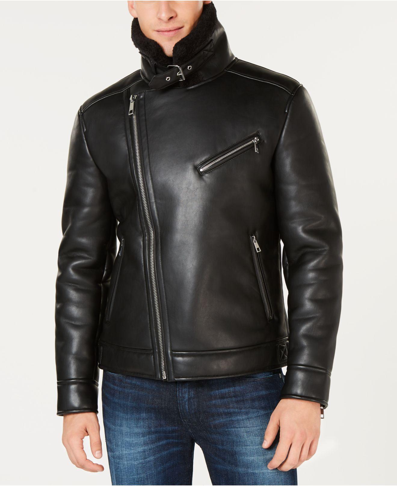 Guess Asymetrical Faux Leather Moto Jacket, Created For Macy's in Black for  Men | Lyst