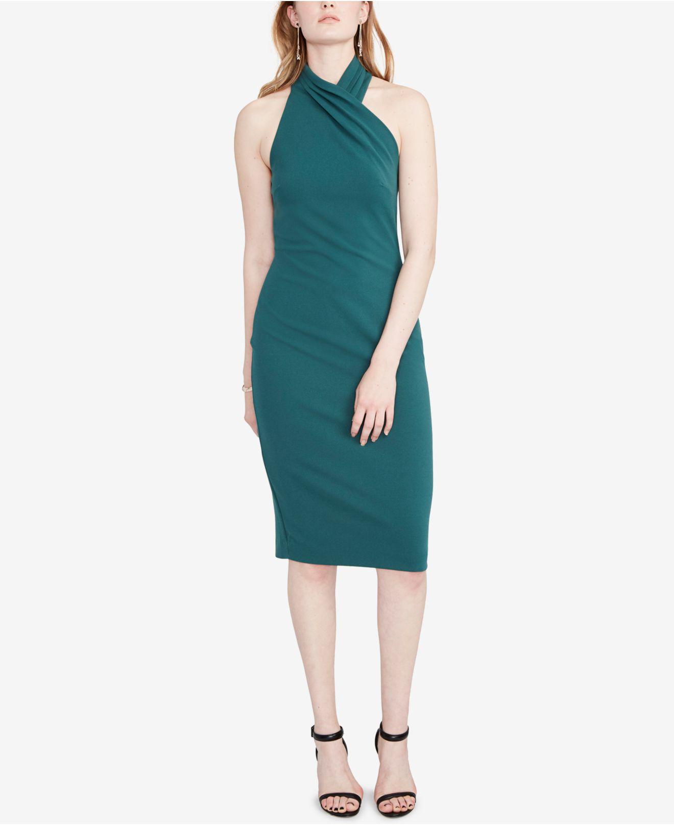 RACHEL Rachel Roy Draped Halter Midi Dress in Green | Lyst