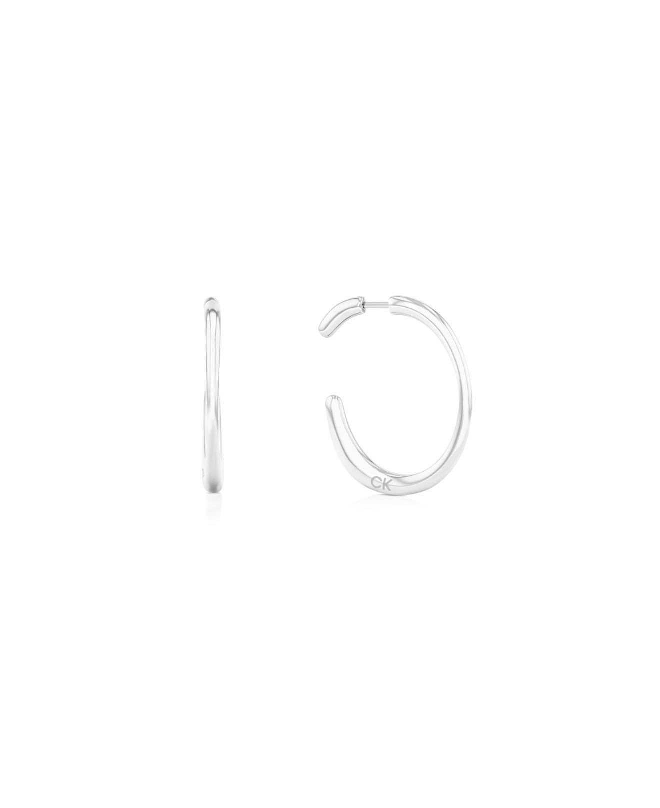 Calvin Klein Silver-tone Stainless Steel Mini Hoop Earring in White | Lyst