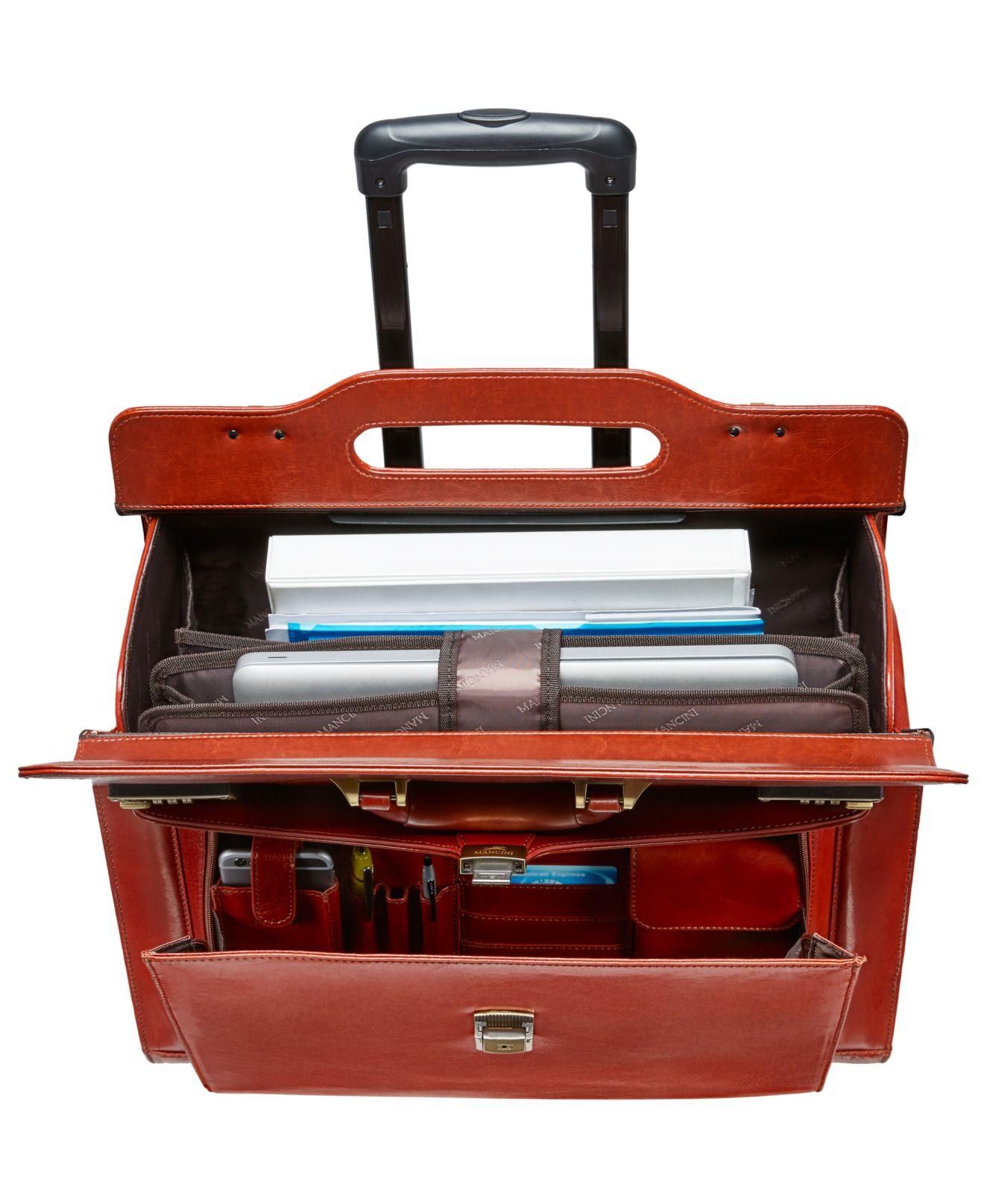 Mancini Leather Signature Collection Deluxe Wheeled Catalog Case in