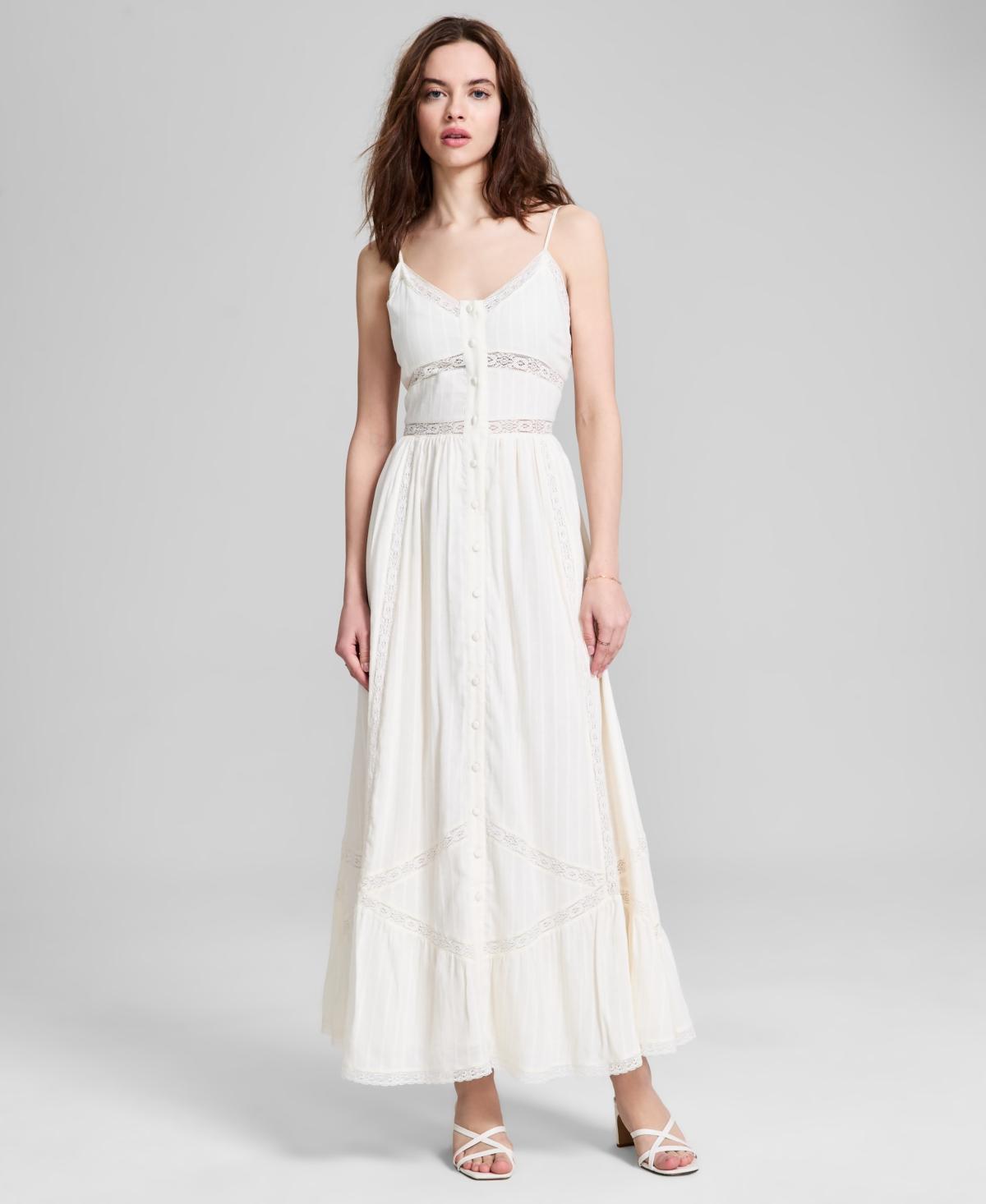 And Now This Lace-inset Fit Flare Maxi Dress in White Lyst