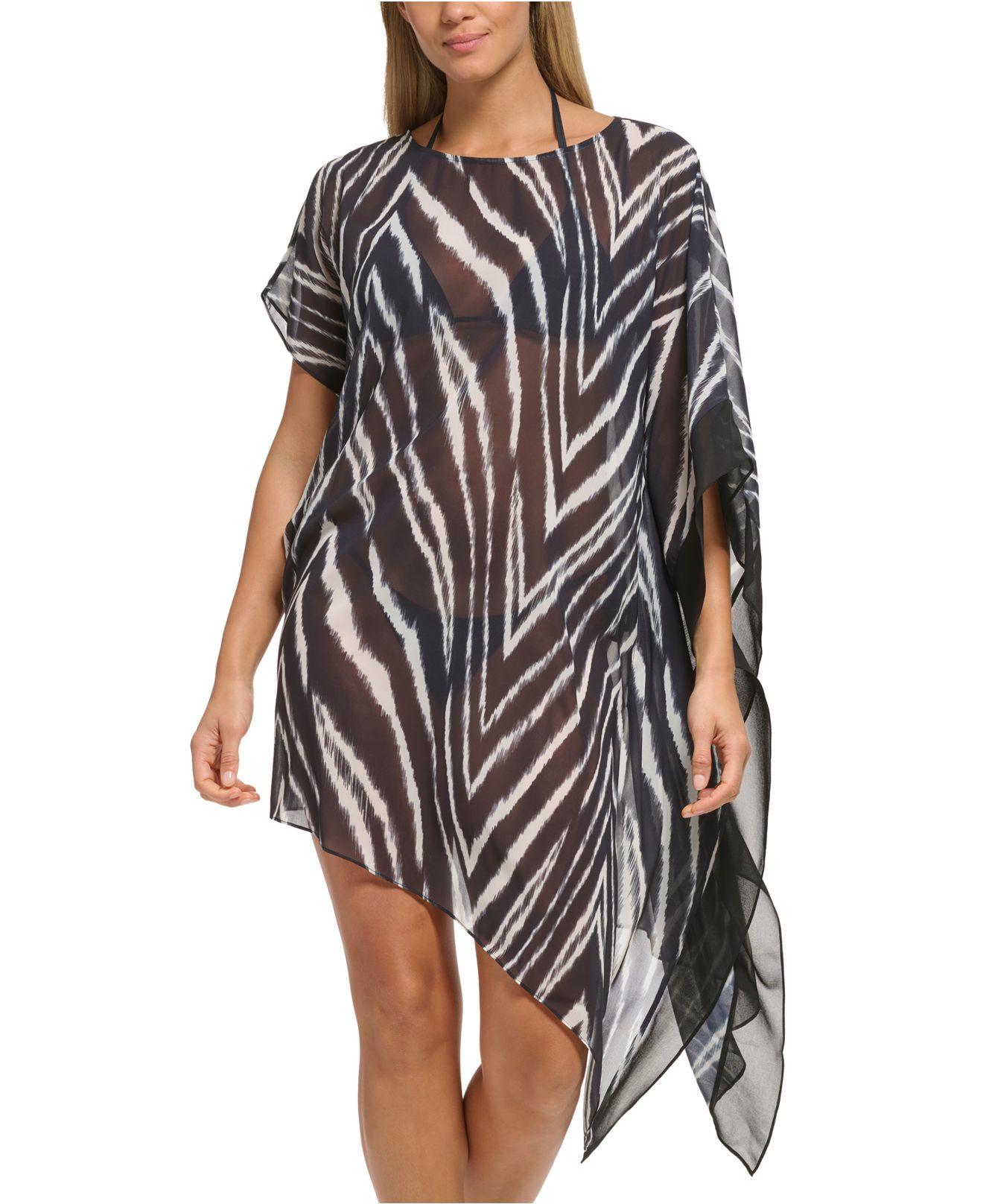 DKNY Printed Asymmetrical Chiffon Caftan Swim Cover-up | Lyst