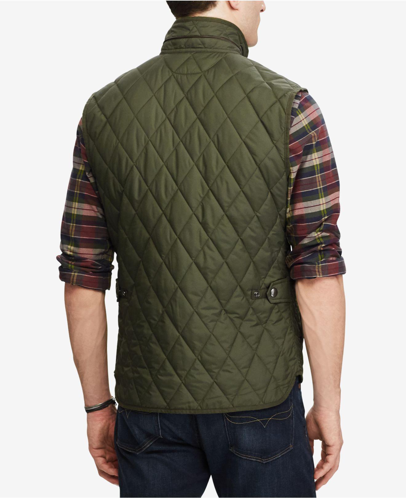 Polo Ralph Lauren Leather Men's Big & Tall Iconic Quilted Vest in Green for Men - Lyst