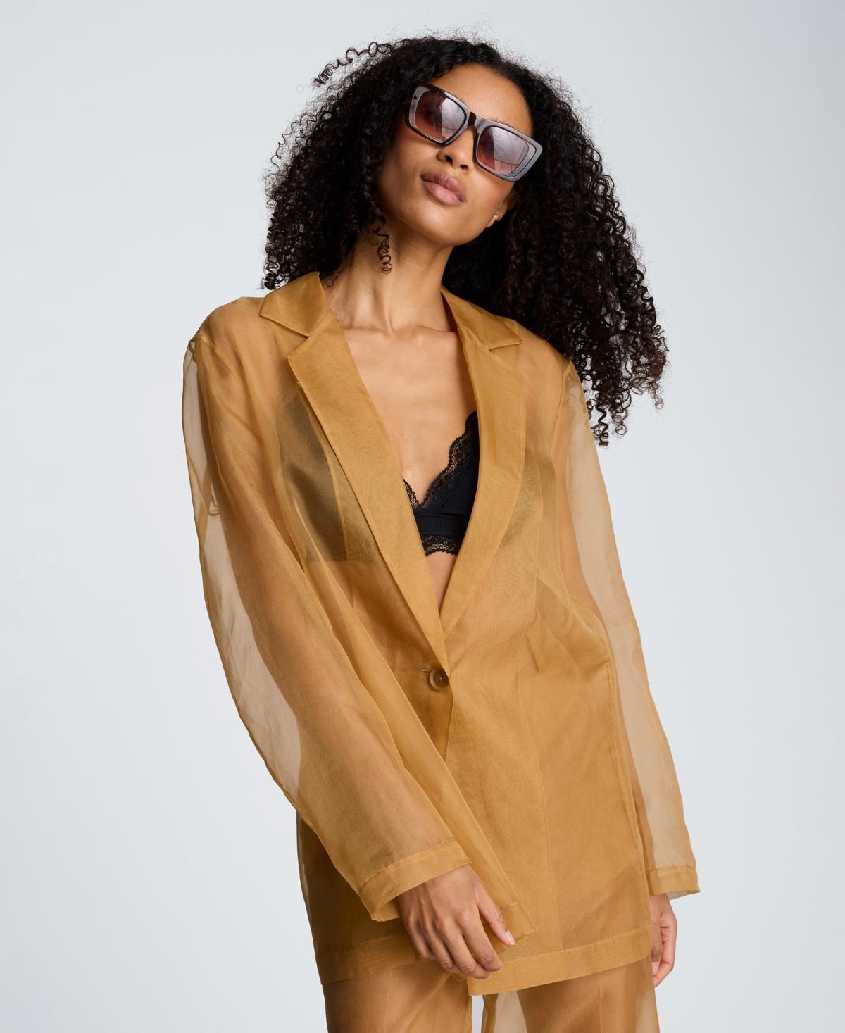 Kenneth Cole Organza One-button Notch Collar Jacket in Brown | Lyst