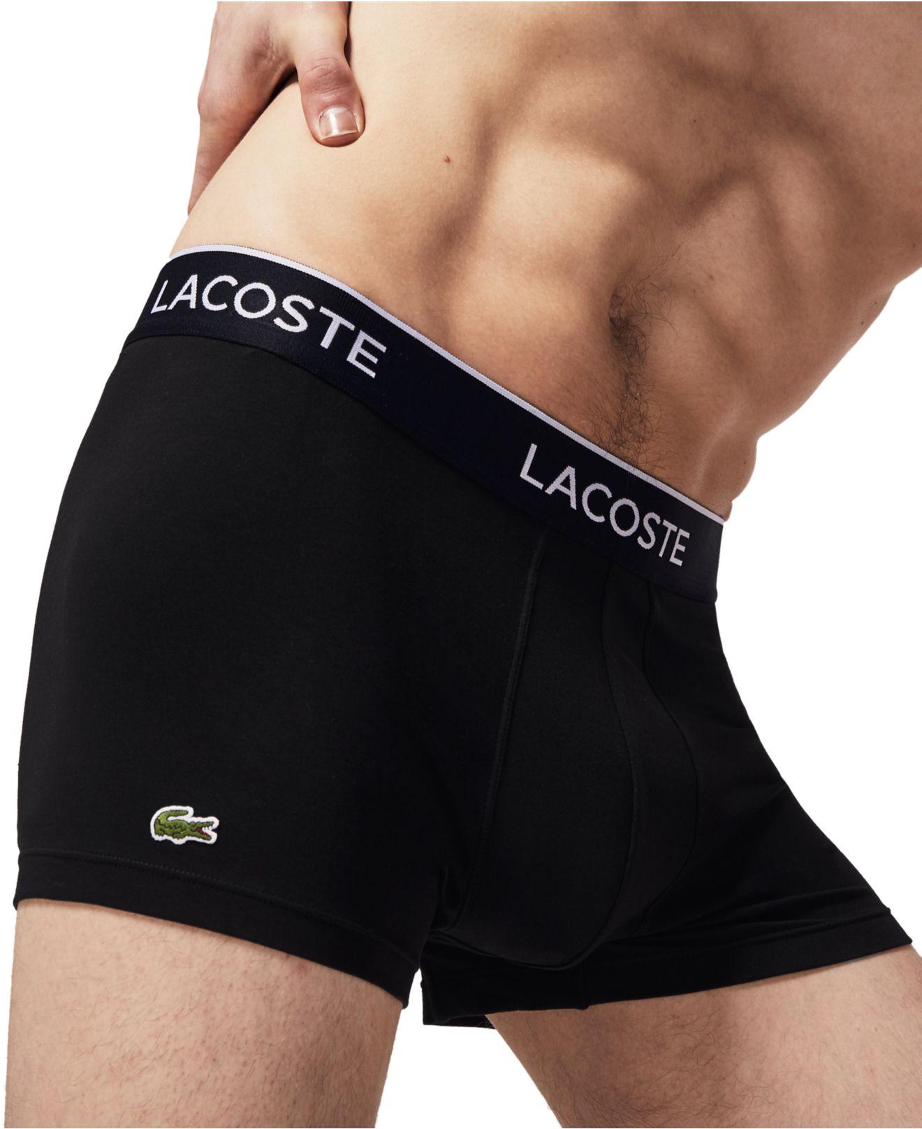 Lacoste Cotton 3-pk. Stretch Trunks in Black for Men - Lyst