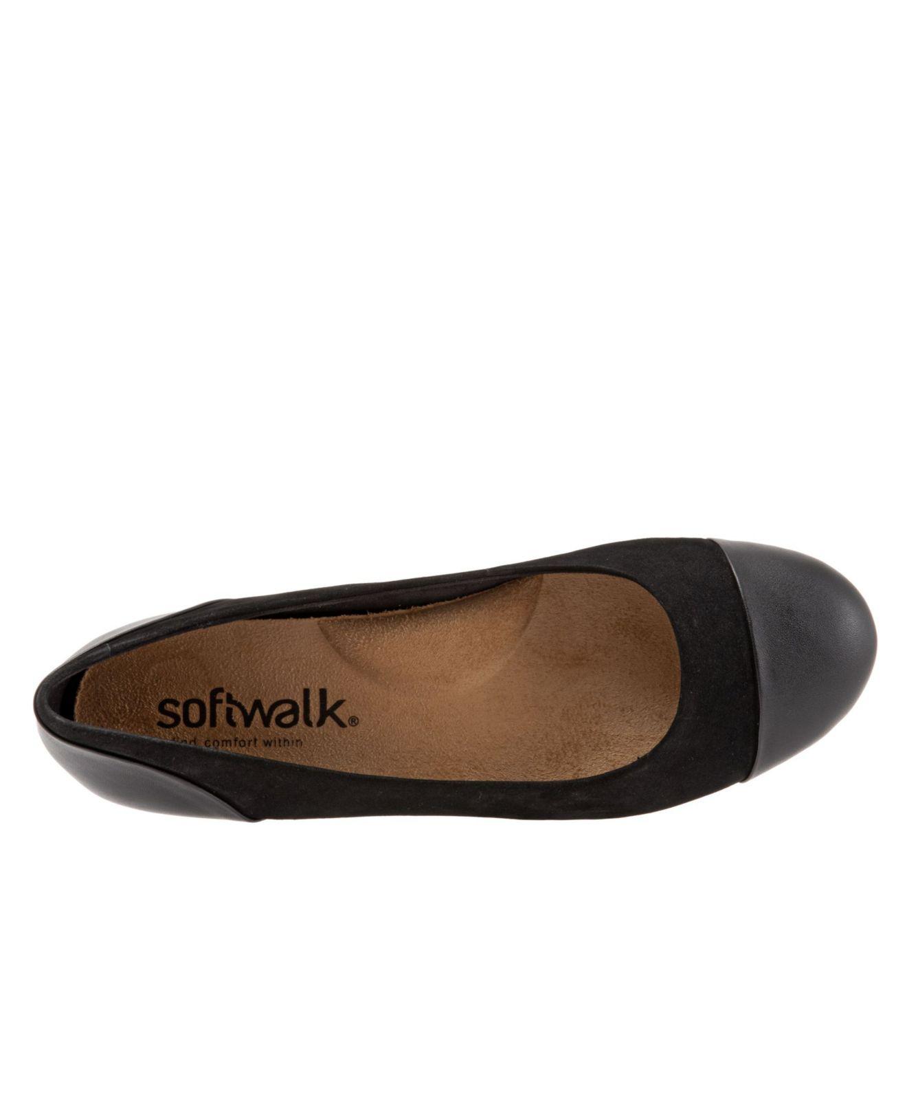 Softwalk Synthetic Sonoma Cap Toe Flats in Black nu (Black) - Lyst