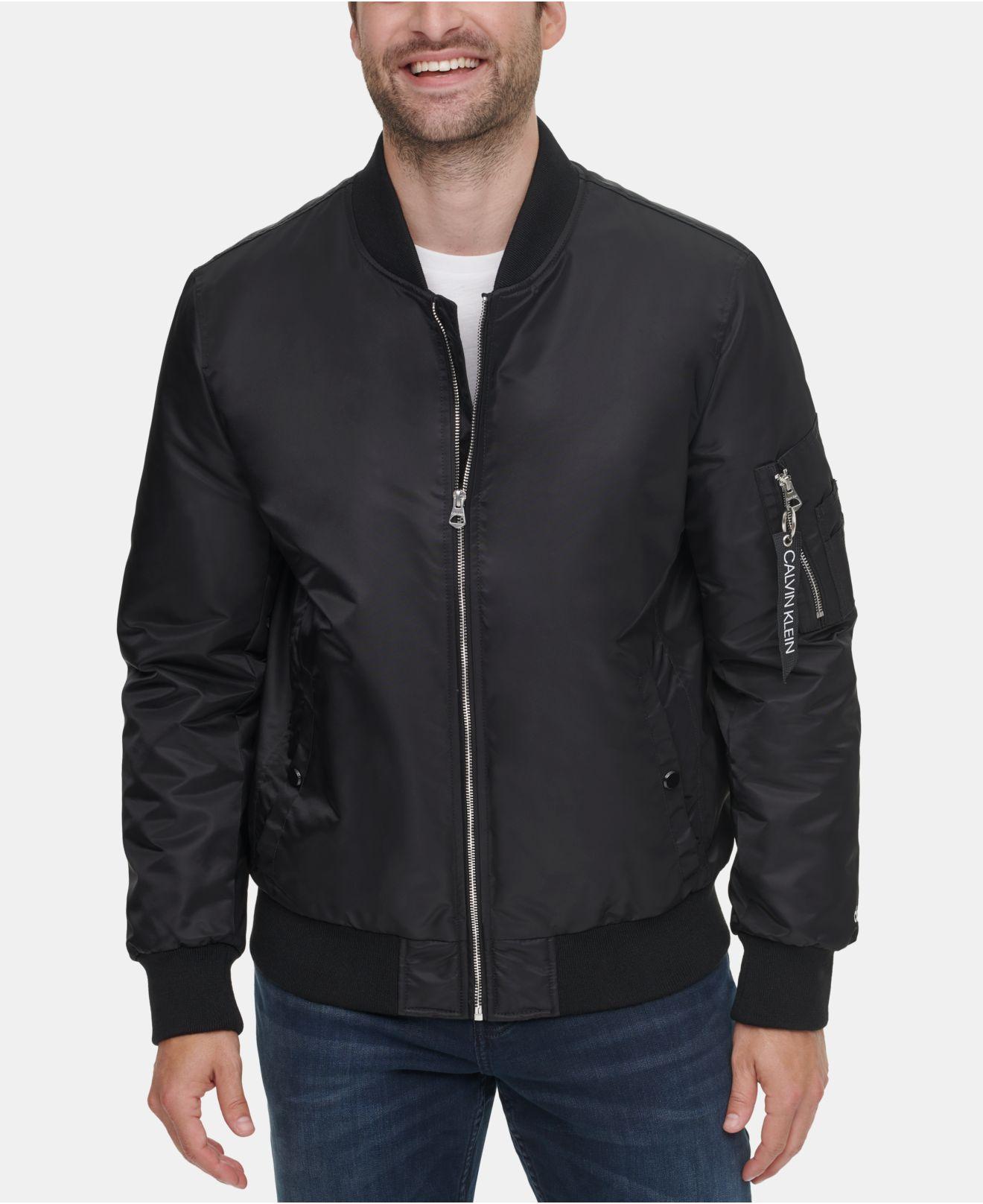 Calvin Klein Bomber Flight Jacket in Black for Men | Lyst