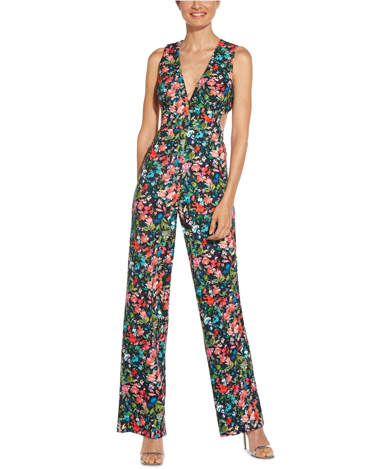 Aidan By Aidan Mattox Floral-print Jumpsuit in Black | Lyst