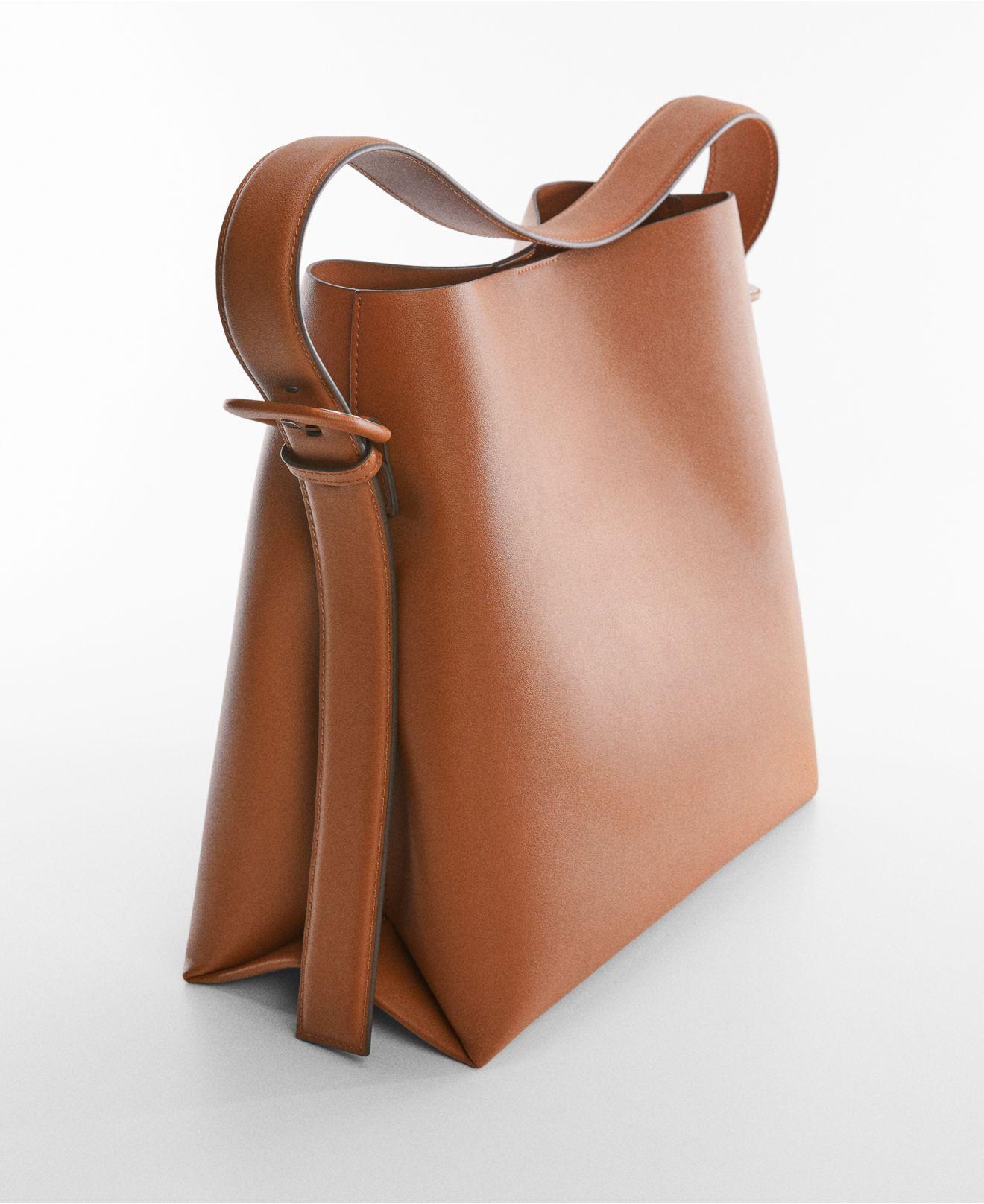 Mango Buckle Shopper Handbag in Brown | Lyst