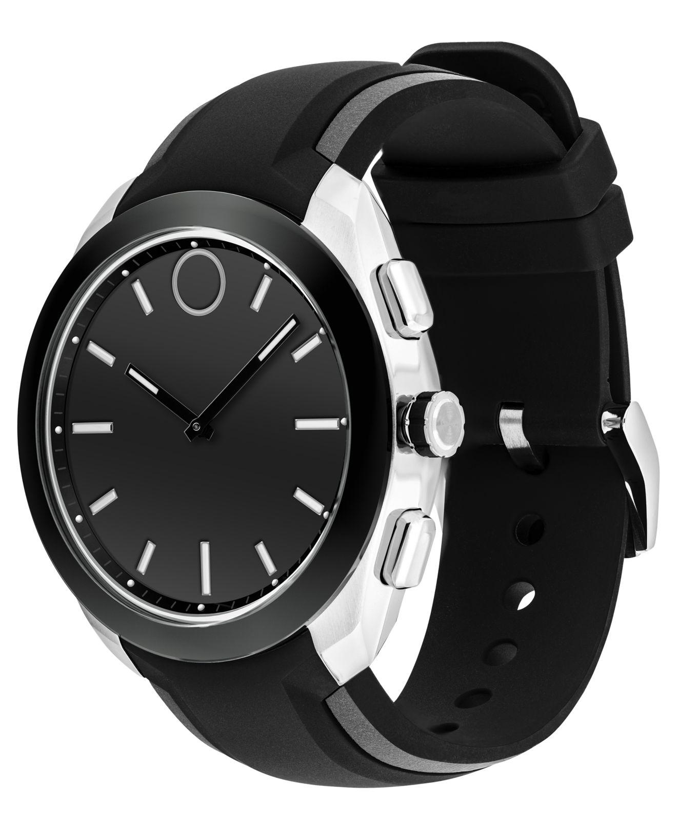 Movado Men S Swiss Bold Motion Connected Ii Black Silicone Strap